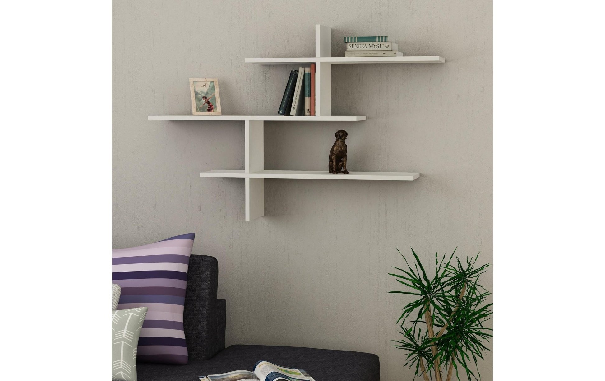 Wandregal Leo 123 x 80.5 cm, Weiss - MEGART