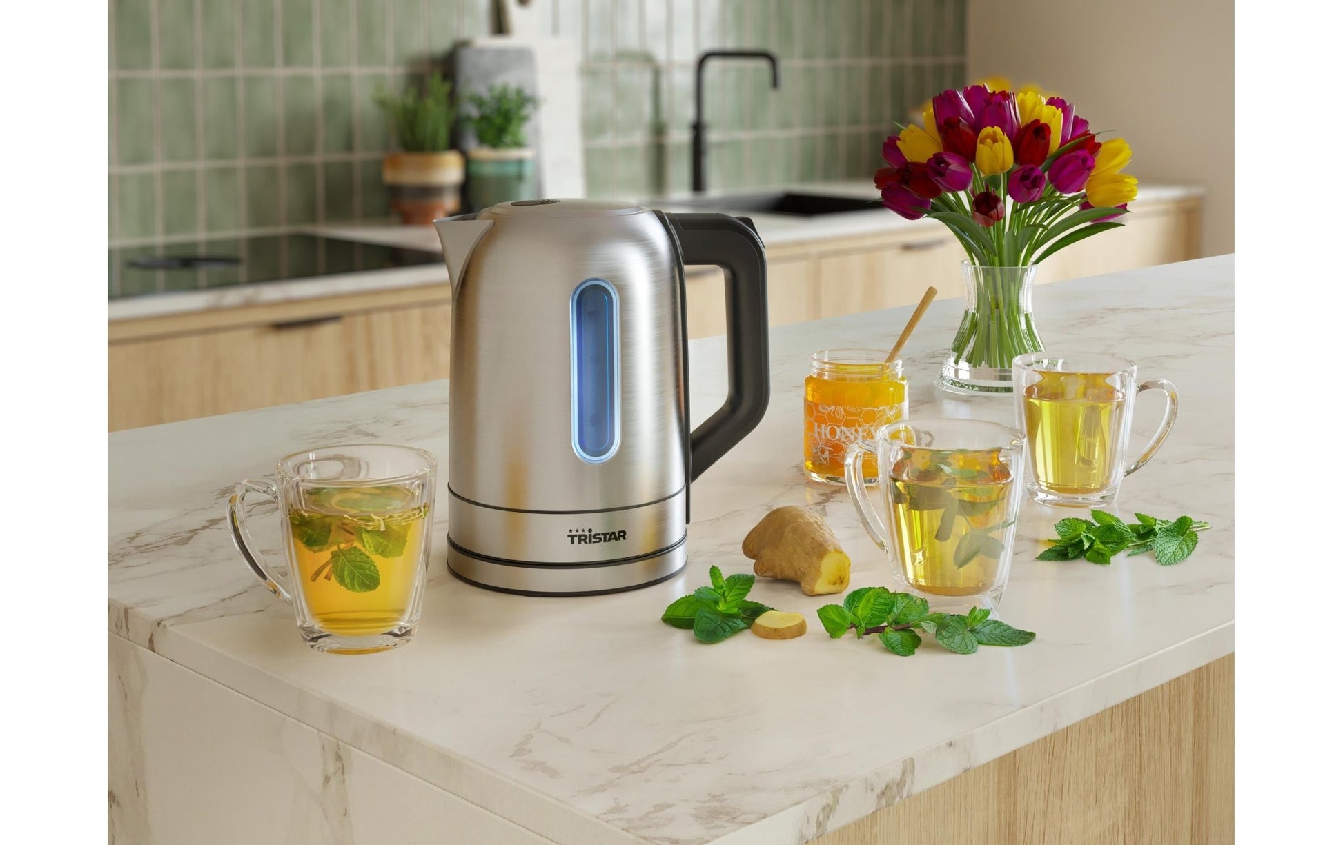 Wasserkocher WK - 1344 1.7 l, Schwarz/Silber - MEGART