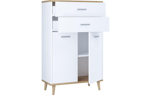 Kommode Lindas 60 x 97 cm, Weiss/Honig-Eiche
