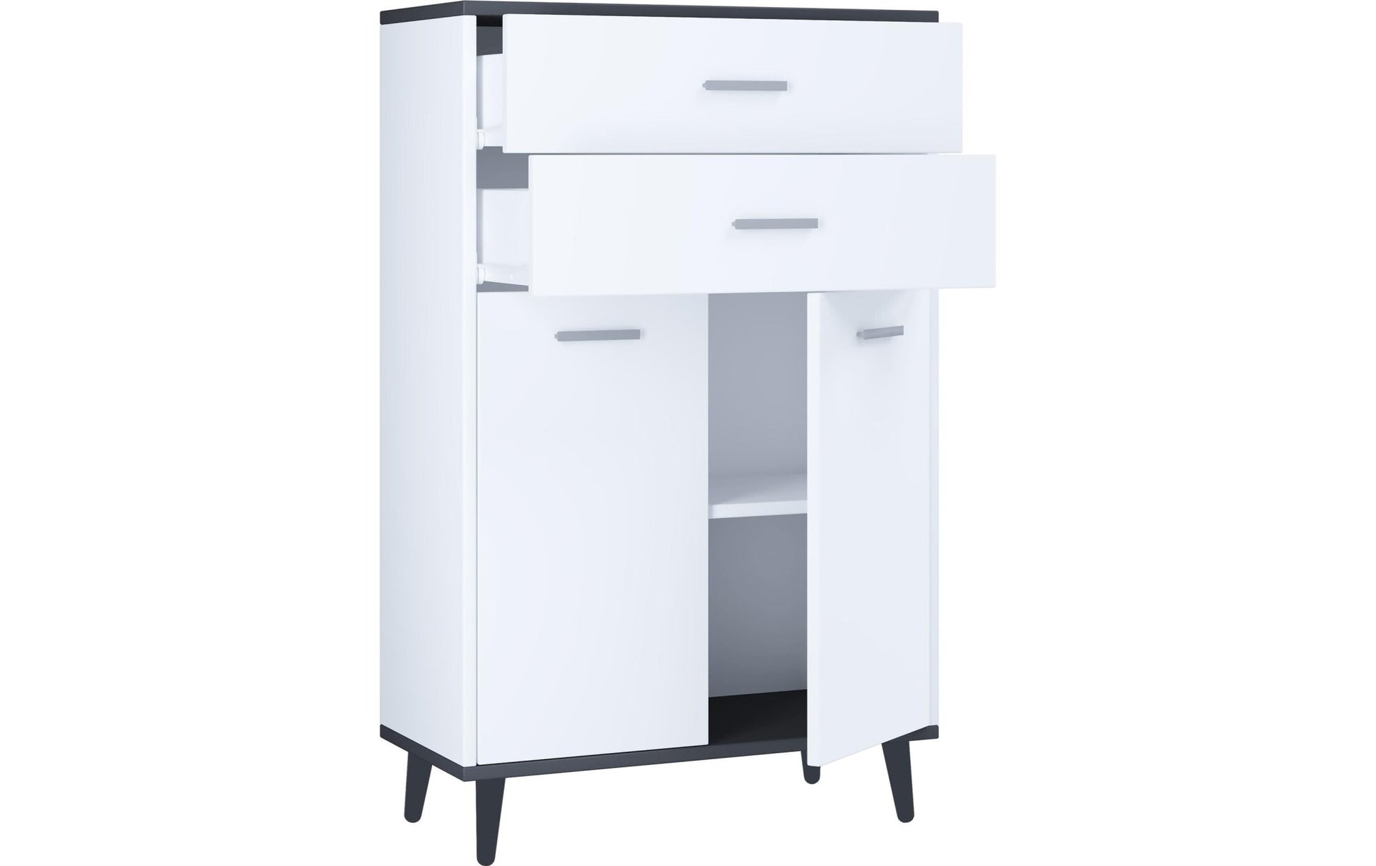 Kommode Lindas 60 x 97 cm, Weiss/Anthrazit - MEGART