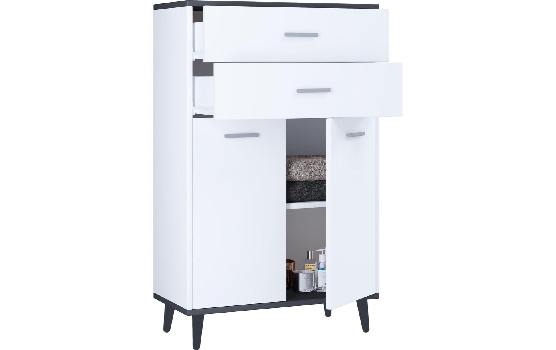 Kommode Lindas 60 x 97 cm, Weiss/Anthrazit - MEGART