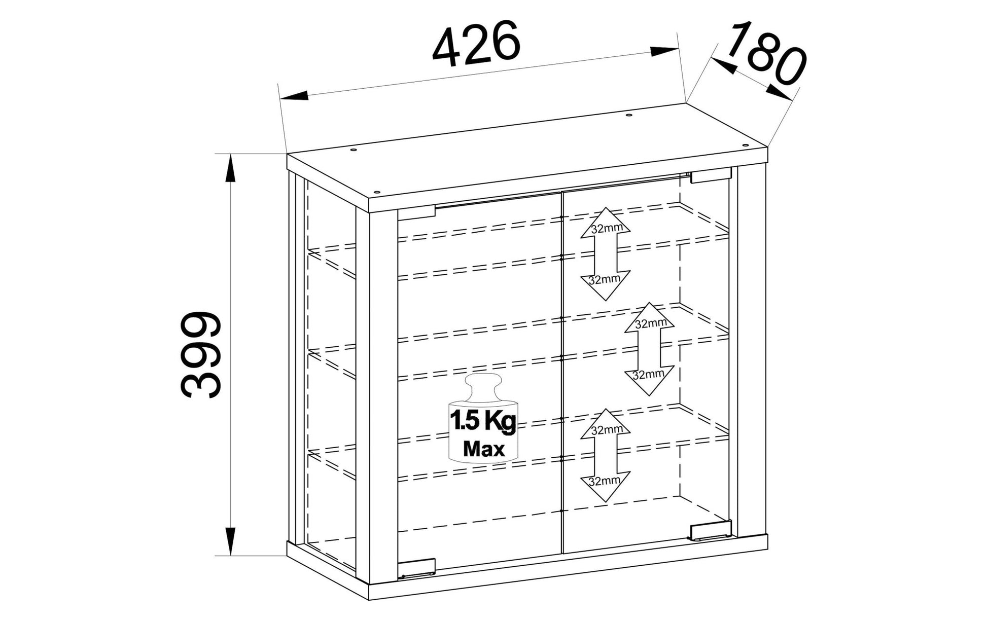 Vitrine Vitrosa S 42.6 x 39.9 cm, Weiss - MEGART