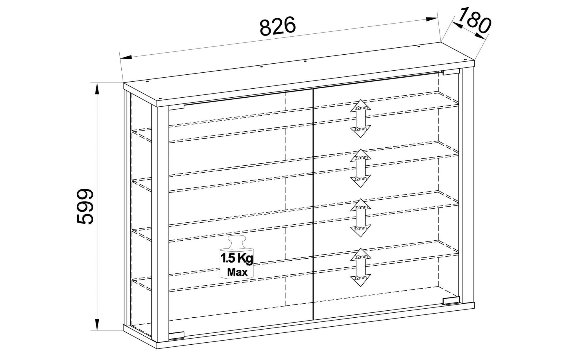 Vitrine Vitrosa L 82.6 x 59.9 cm, Weiss - MEGART
