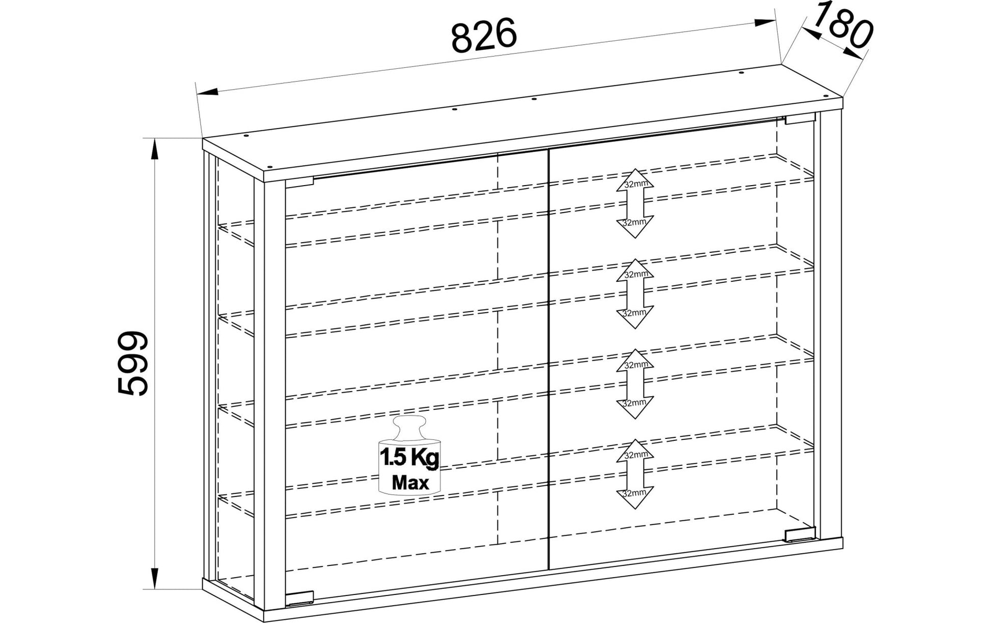 Vitrine Vitrosa L 82.6 x 59.9 cm, Anthrazit - MEGART