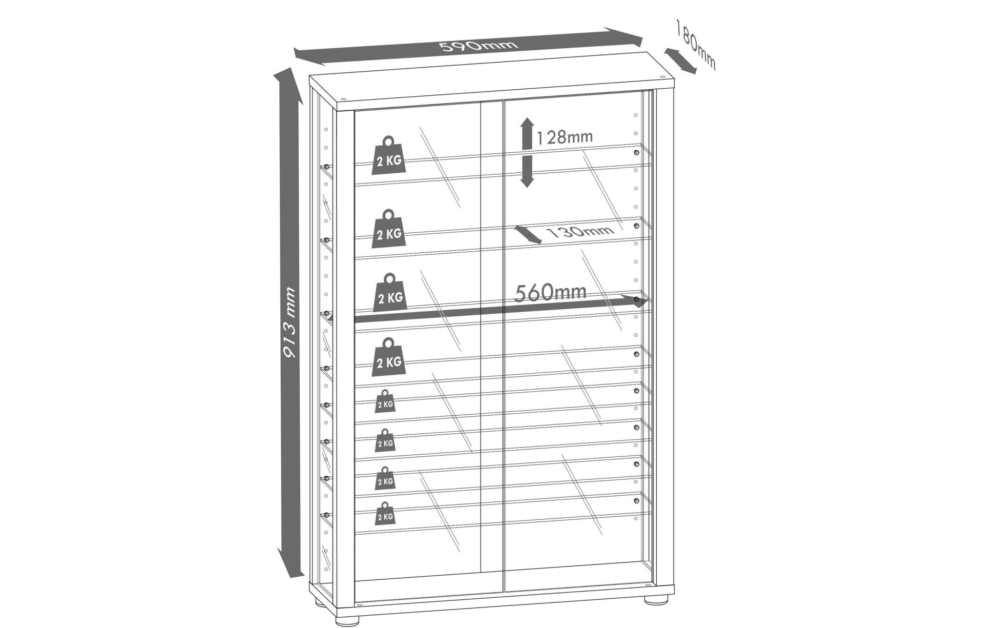 Vitrine Vitrosa Maxi 59 x 114.3 cm, Schwarz - MEGART