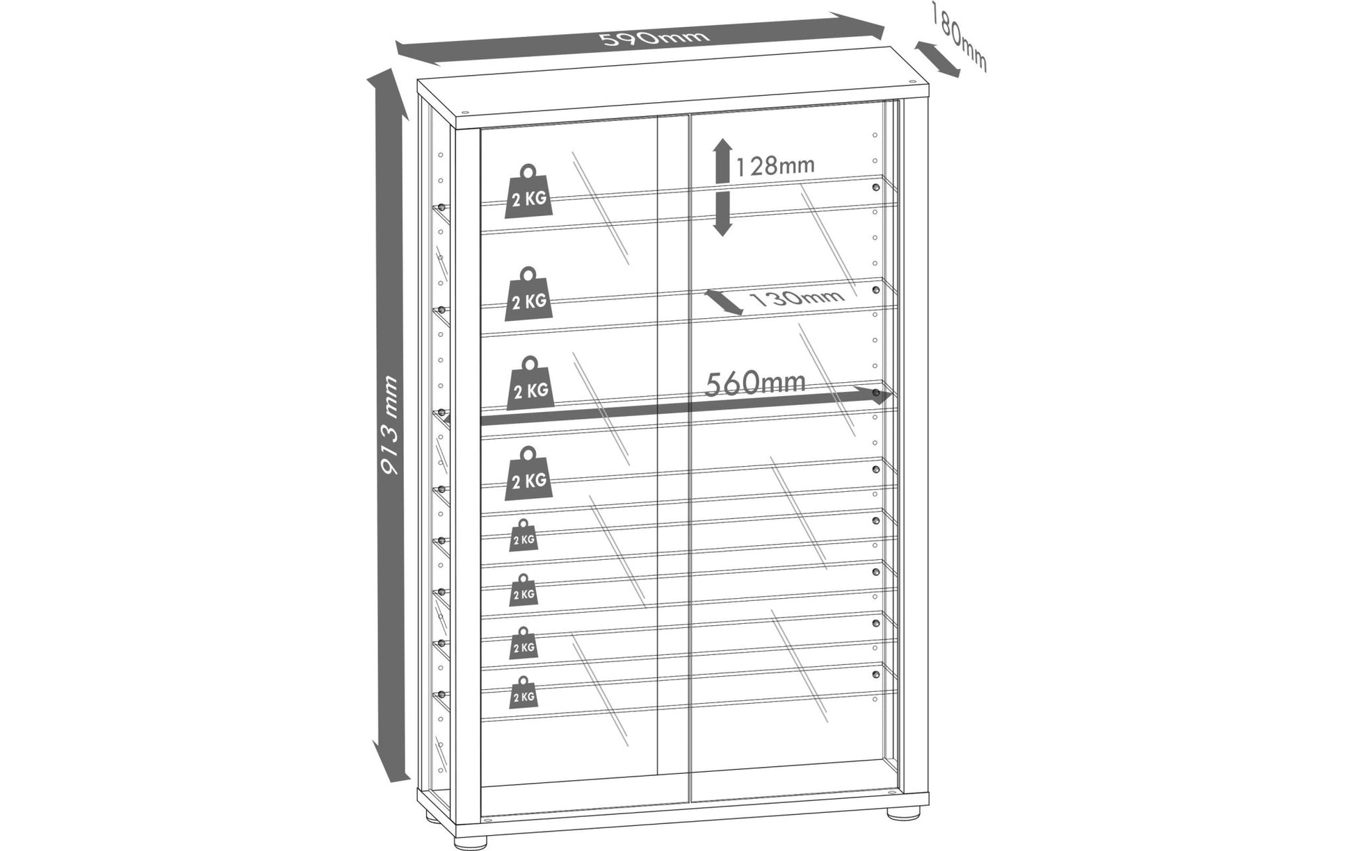 Vitrine Vitrosa Maxi 59 x 114.3 cm, Kern - Nussbaum - MEGART