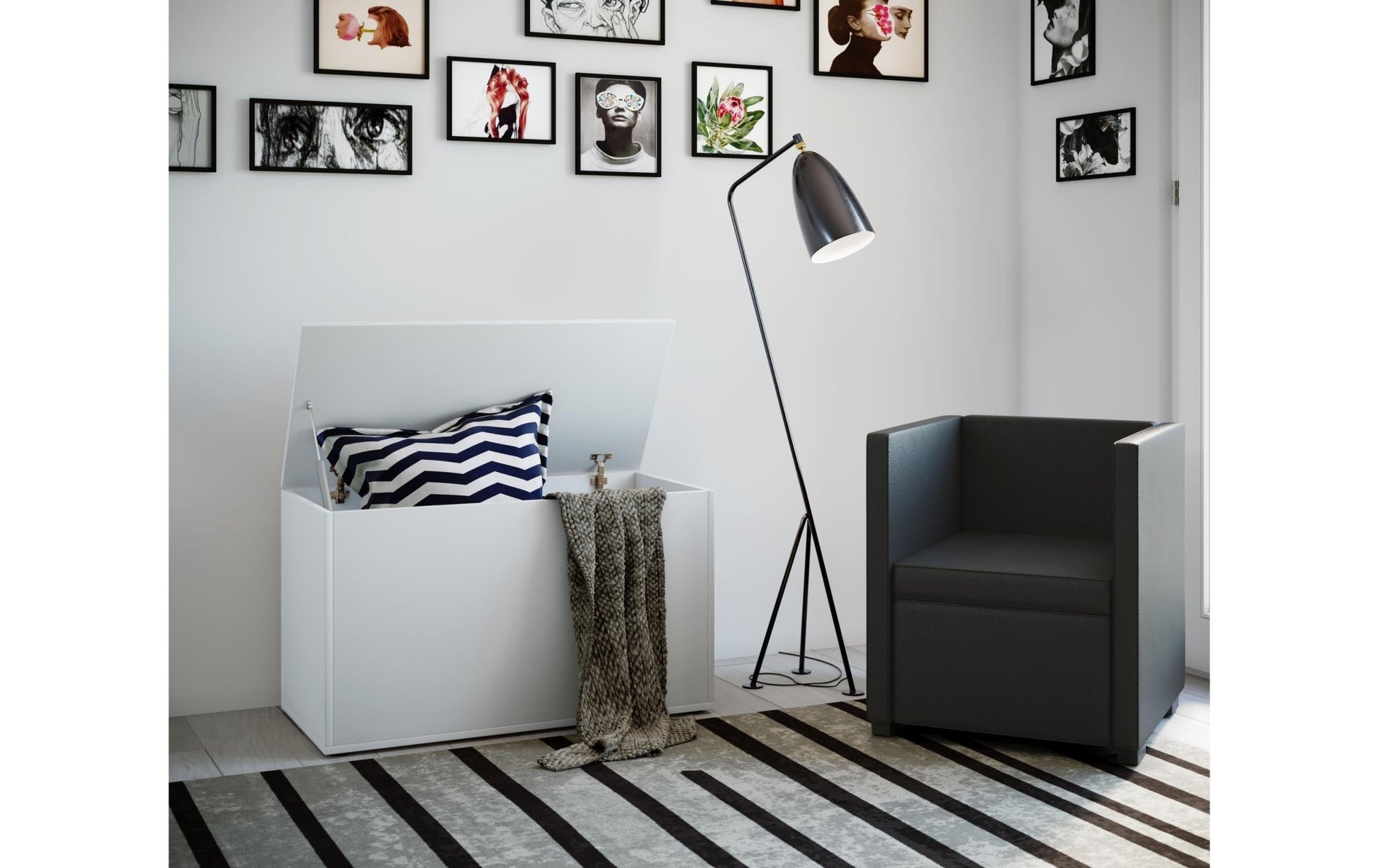 Sitztruhe Bendola 82 x 49 cm, Weiss - MEGART