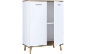 Kommode Landos 60 x 81.4 cm, Weiss/Honig-Eiche