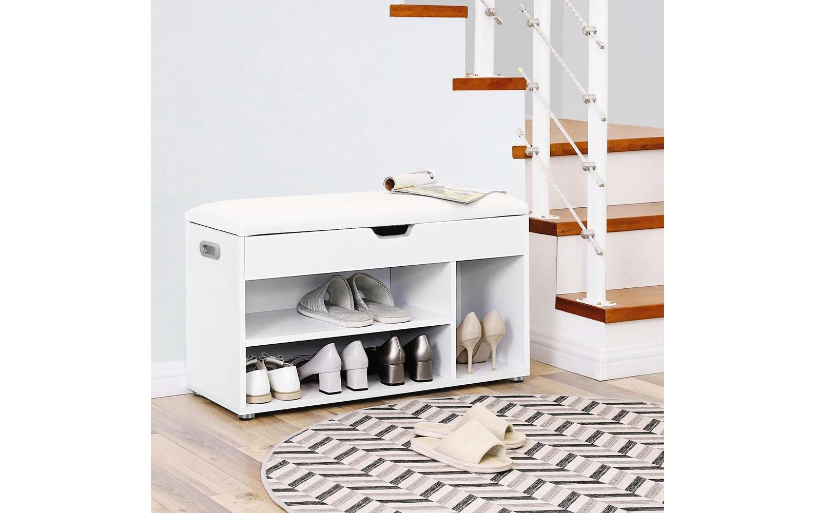 Sitzbank mit Polster 80 x 44 cm, Weiss - MEGART