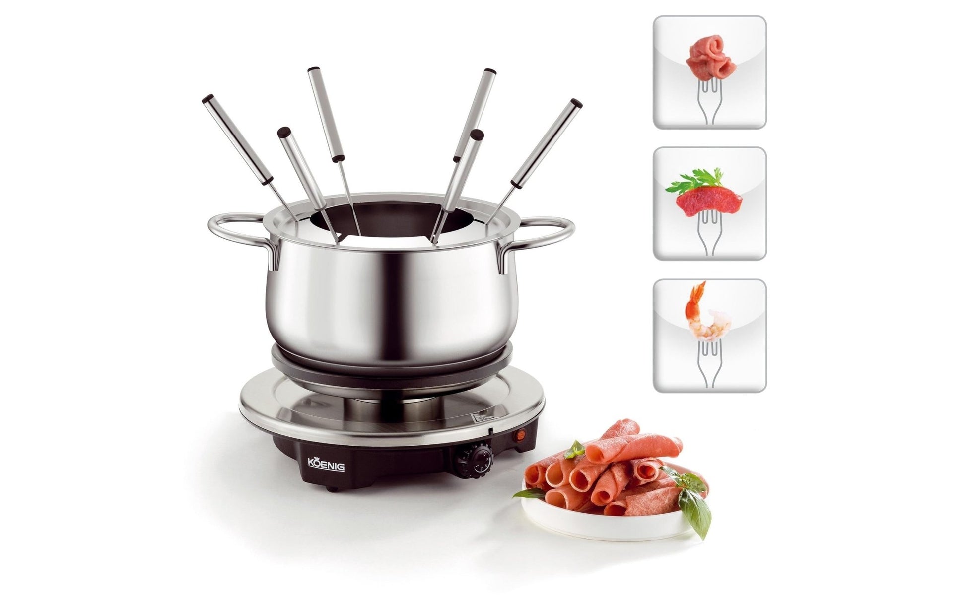 Fleischfondue - Set Bourguignonne/ Chinoise 8 Teile, Silber - MEGART