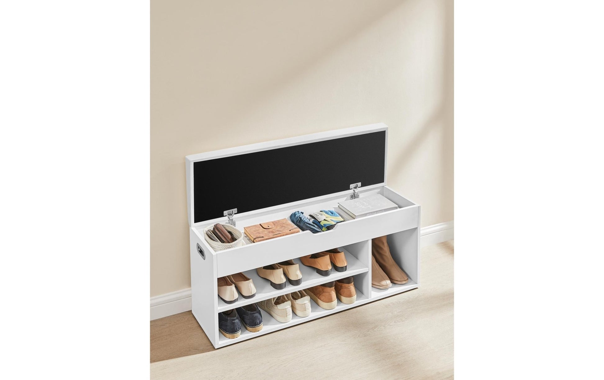 Sitzbank mit Polster 100 x 44 cm, Weiss - MEGART