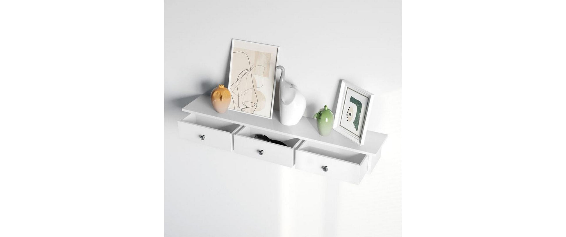 Wandregal mit Schubladen Weiss - MEGART