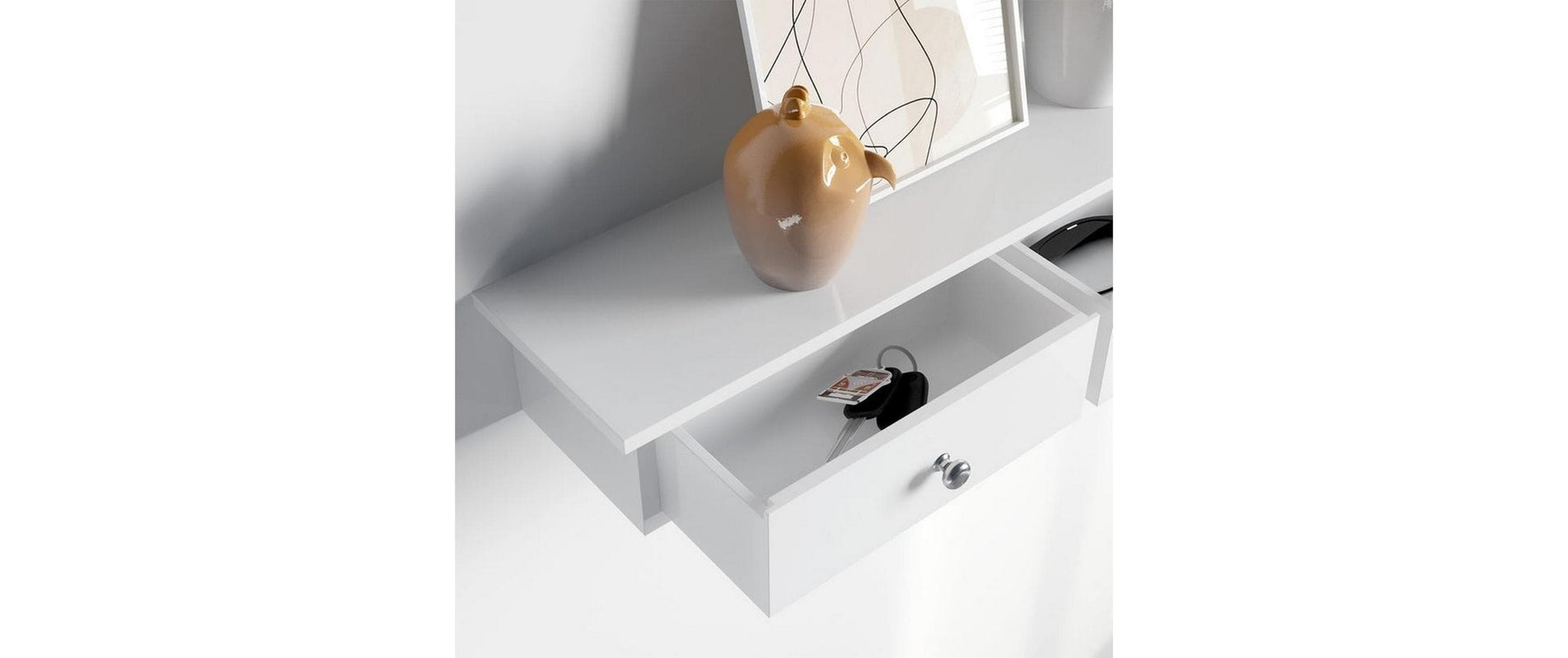 Wandregal mit Schubladen Weiss - MEGART