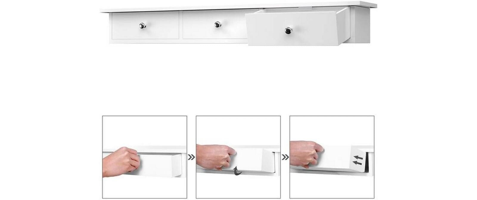 Wandregal mit Schubladen Weiss - MEGART