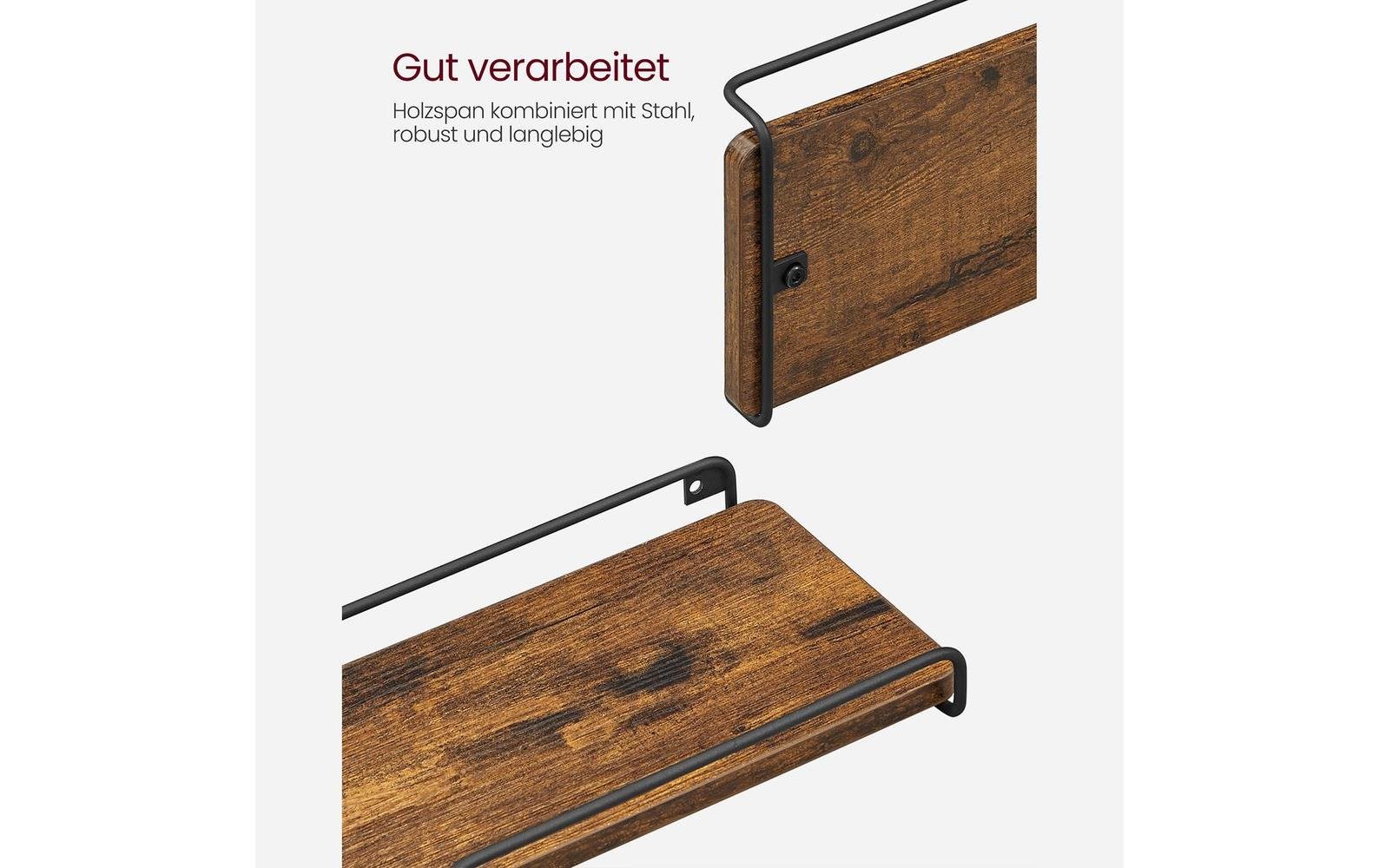 Wandregal in L - Form 40 cm x 29 cm, Braun/Schwarz - MEGART