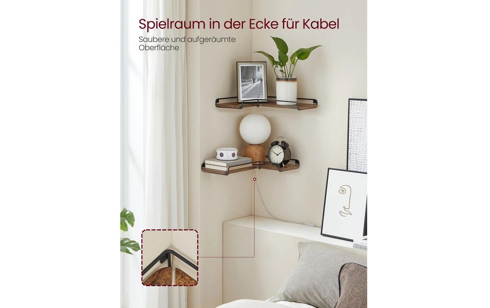 Wandregal in L - Form 40 cm x 29 cm, Braun/Schwarz - MEGART