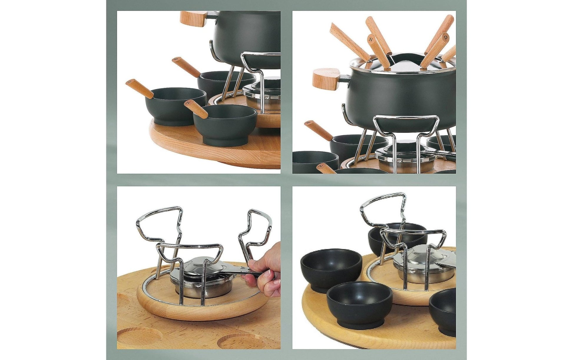 Fleischfondue - Set Natura 23 Teile, Schwarz - MEGART