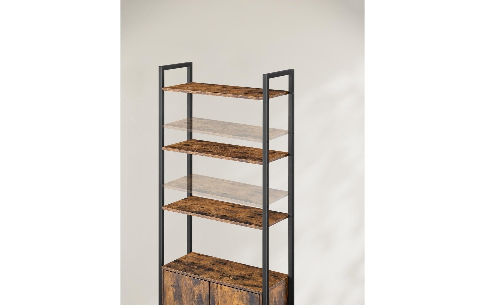 Regal mit 4 Ablagen 60 cm x 159.5 cm, Braun/Schwarz - MEGART