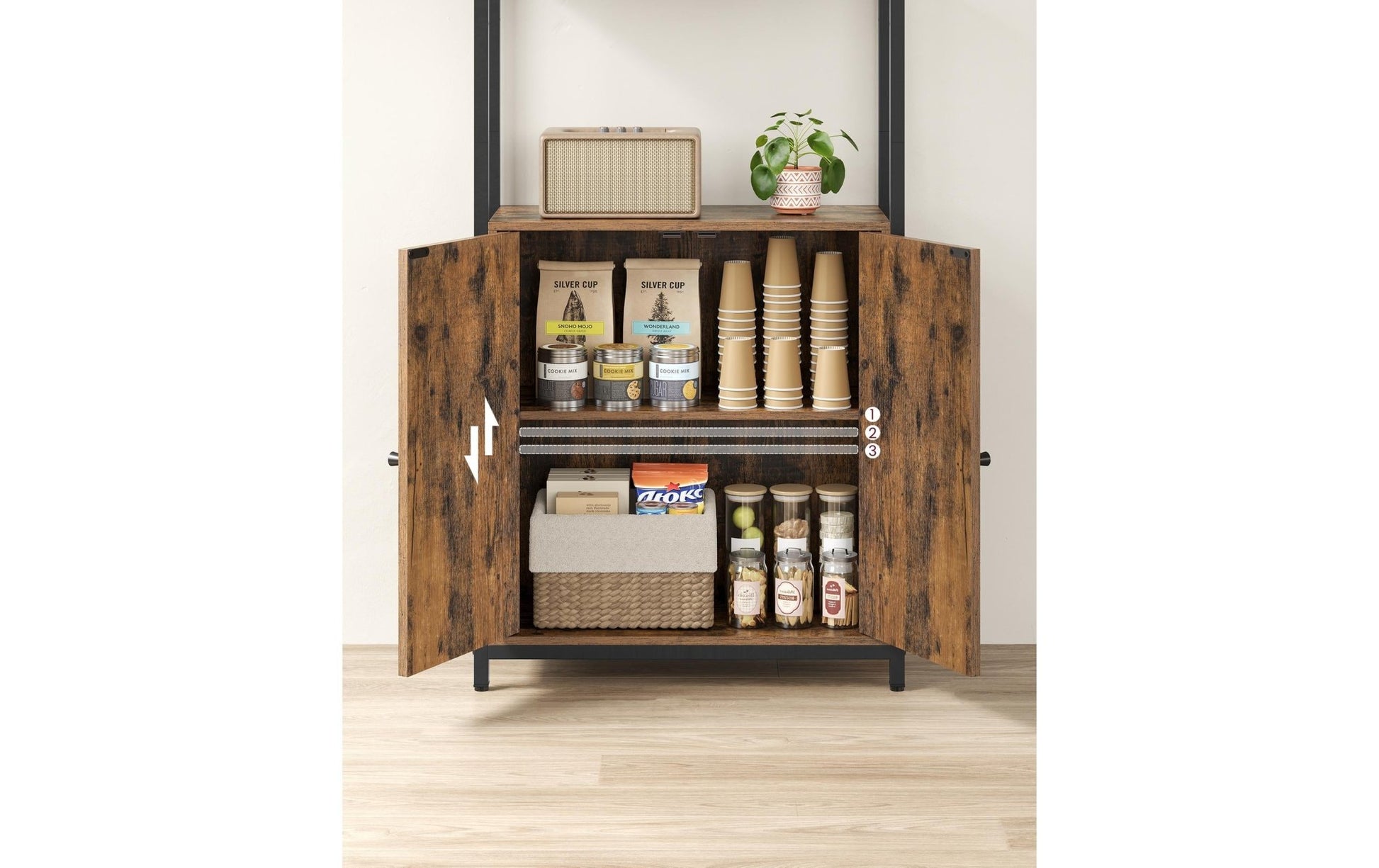 Regal mit 4 Ablagen 60 cm x 159.5 cm, Braun/Schwarz - MEGART