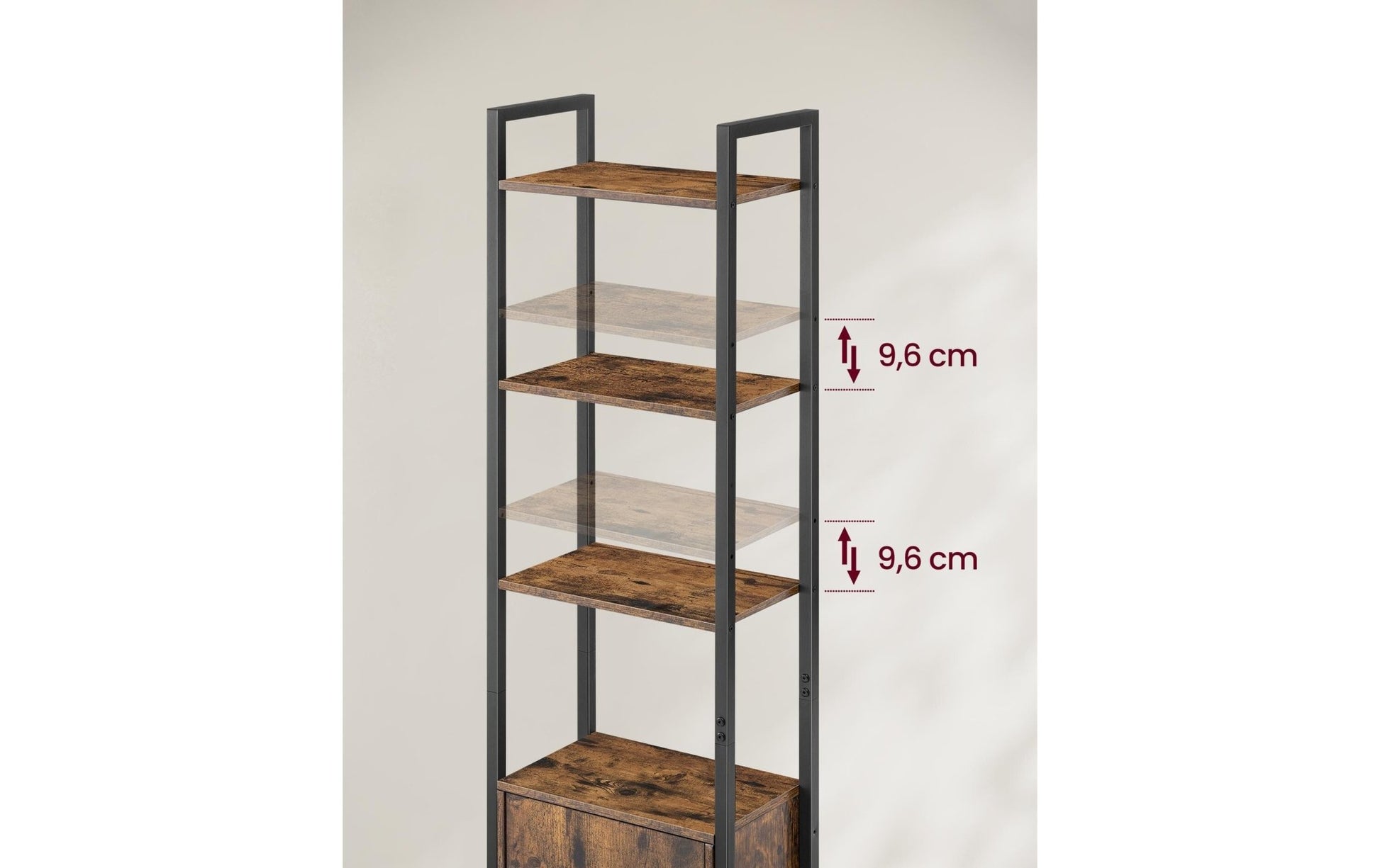 Regal mit 4 Ablagen 40 cm x 159.5 cm, Braun/Schwarz - MEGART