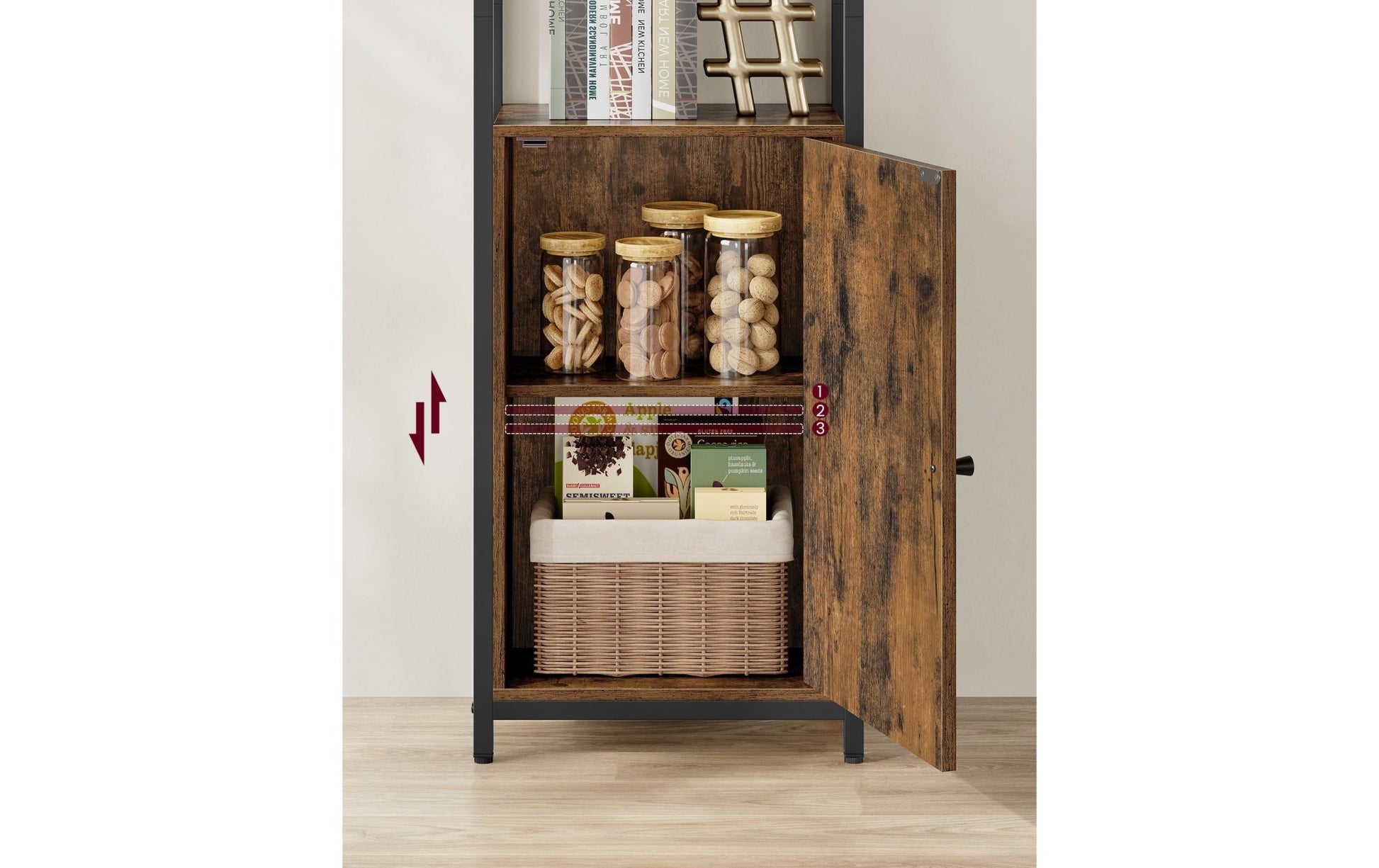 Regal mit 4 Ablagen 40 cm x 159.5 cm, Braun/Schwarz - MEGART