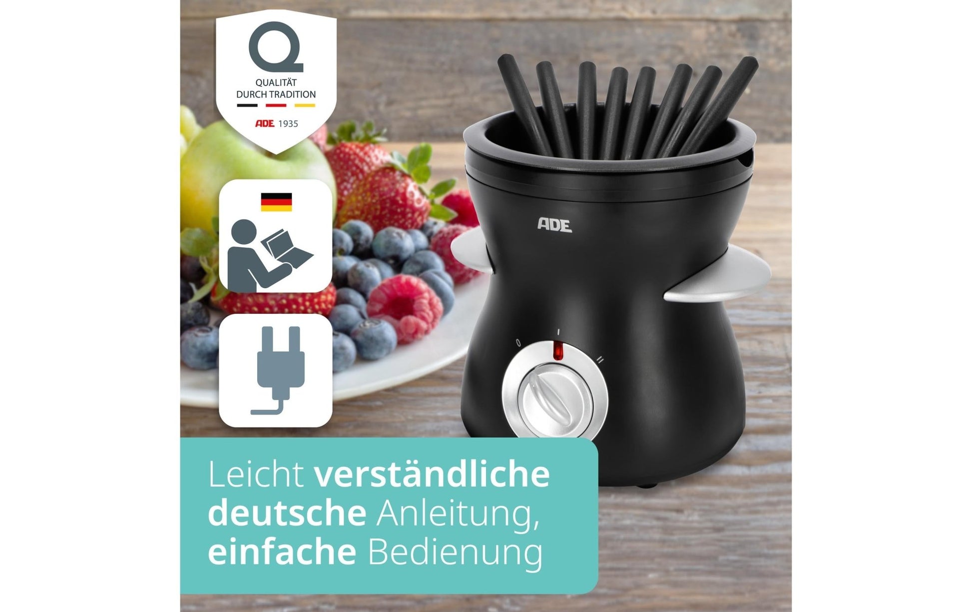 Schokoladenfondue - Set KG2352 10 Teile, Schwarz - MEGART