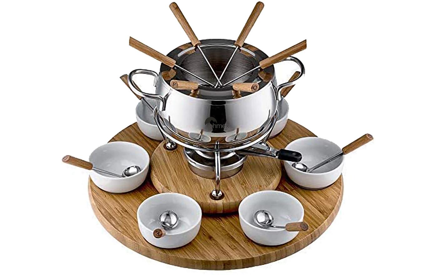 Fondue - Set OHM - FND - 2229 29 Teile, Braun/Silber - MEGART