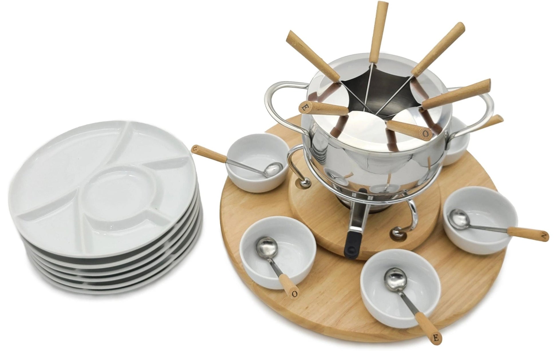 Fondue - Set OHM - FND - 2229 29 Teile, Braun/Silber - MEGART
