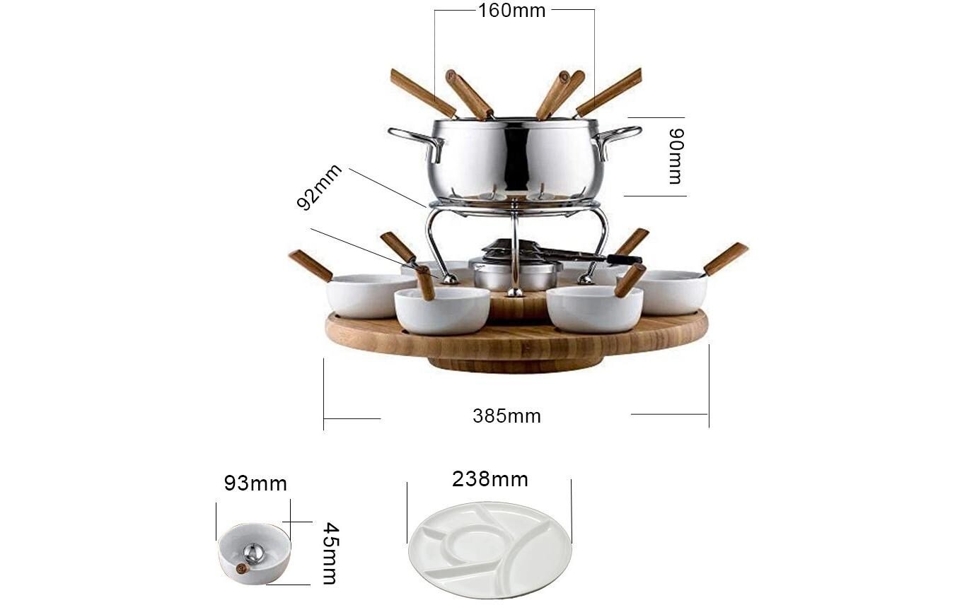 Fondue - Set OHM - FND - 2229 29 Teile, Braun/Silber - MEGART