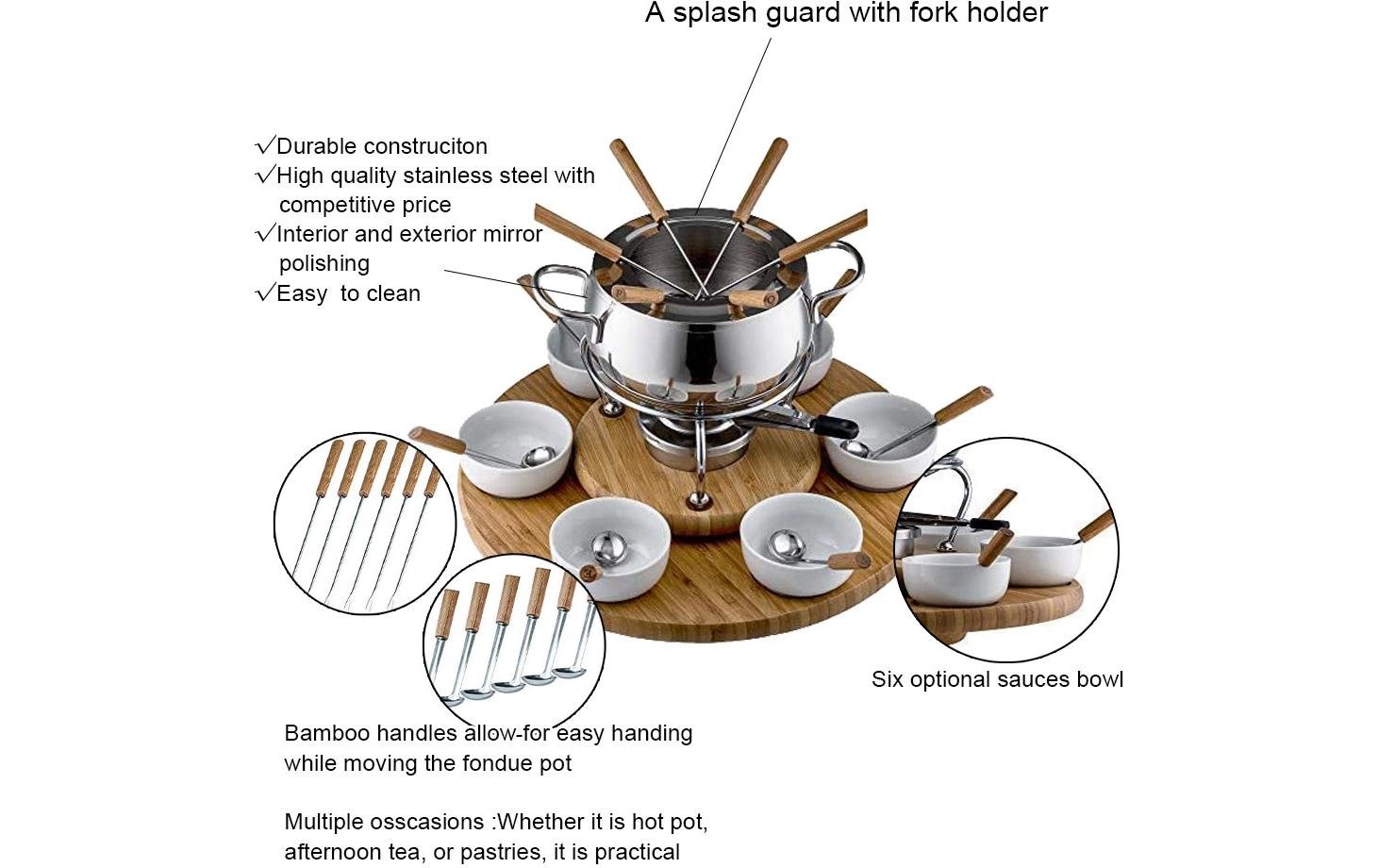Fondue - Set OHM - FND - 2229 29 Teile, Braun/Silber - MEGART