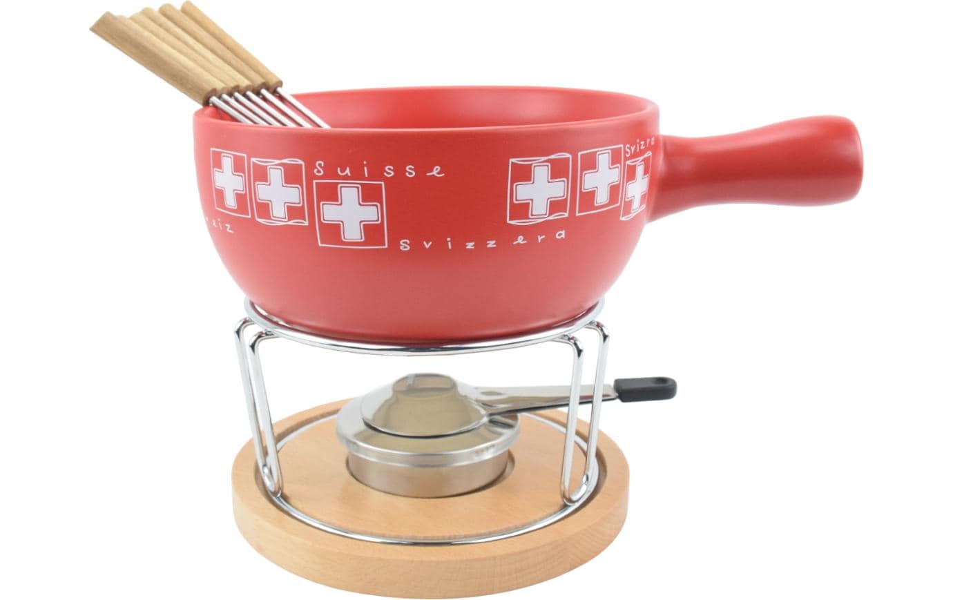 Fondue - Set OHM - FND - 2227 8 Teile, Braun/Rot - MEGART