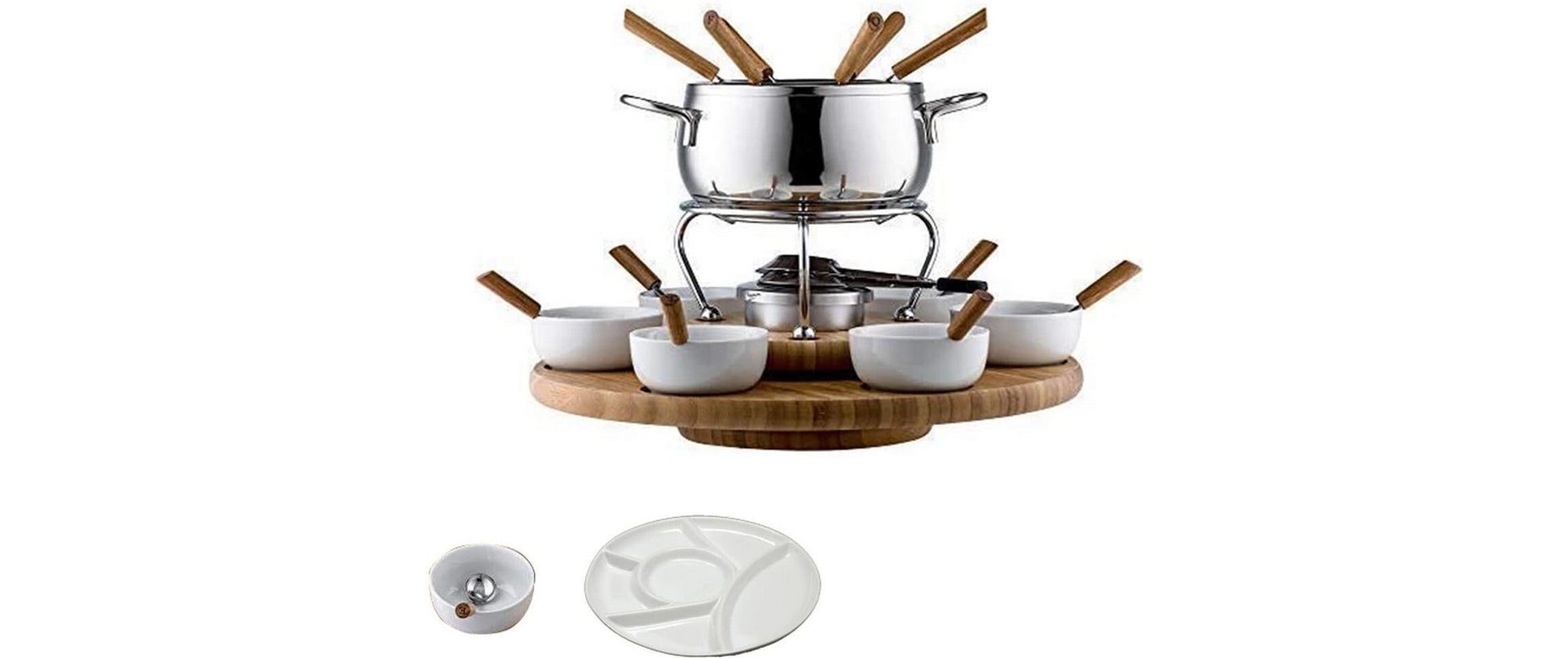 Fondue - Set OHM - FND - 2229 29 Teile, Braun/Silber - MEGART