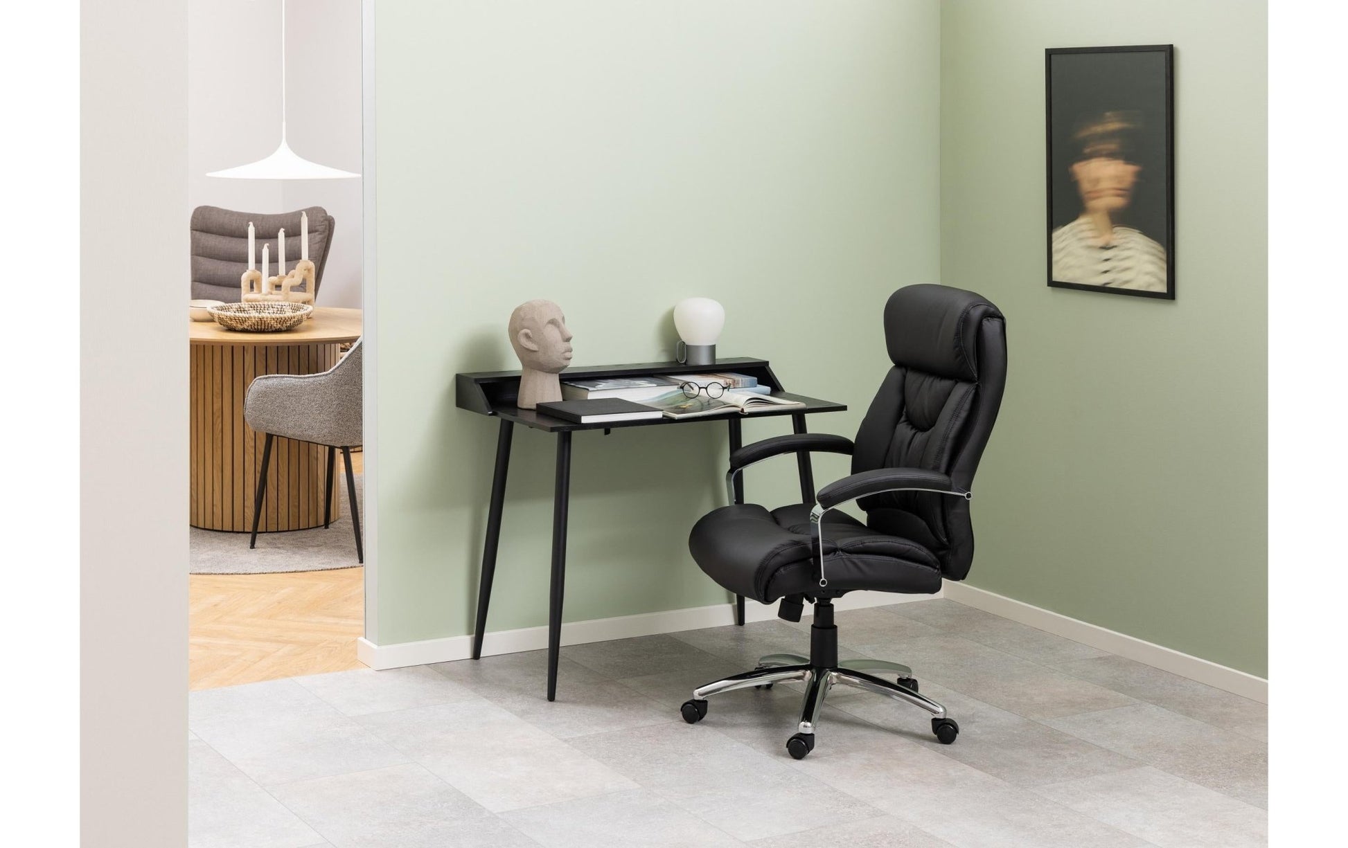 AC Design Bürostuhl Benson, mit Polsterrücken und Armlehnen, Schwarz - MEGART