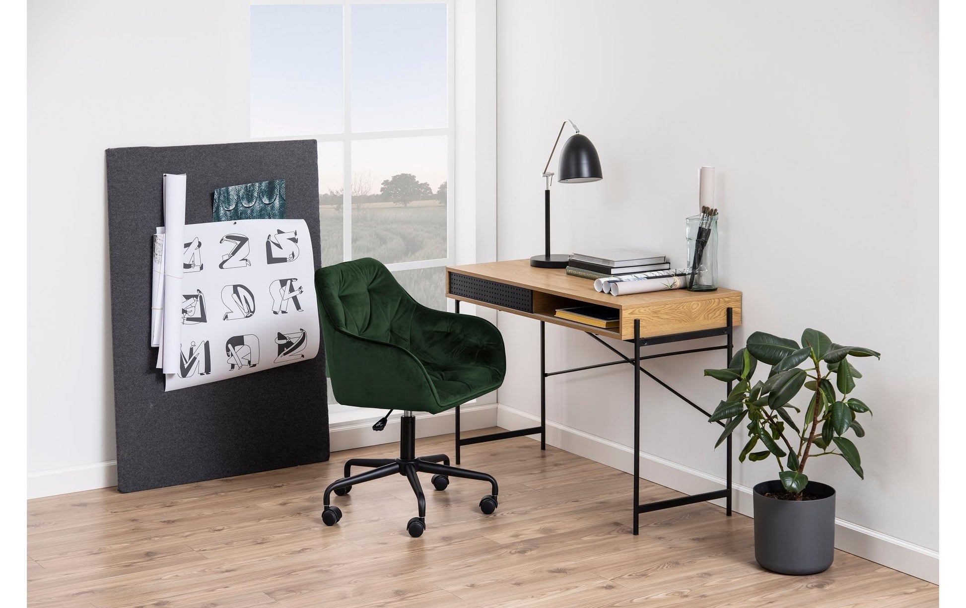 AC Design Bürostuhl Brooke, mit Bremsrollen, Waldgrün - MEGART