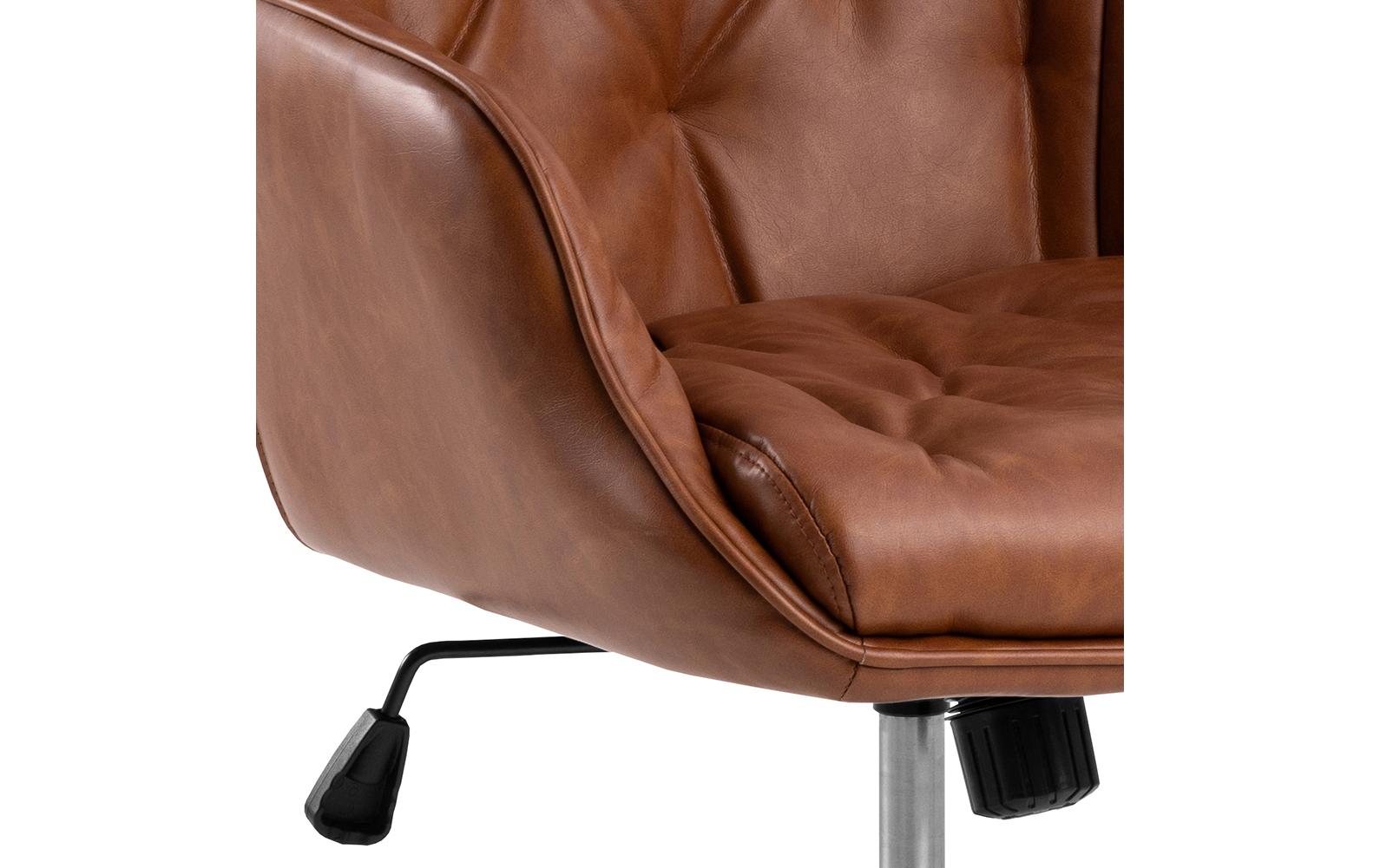 AC Design Bürostuhl Erik, mit Polsterrücken und Armlehnen, Cognac - MEGART