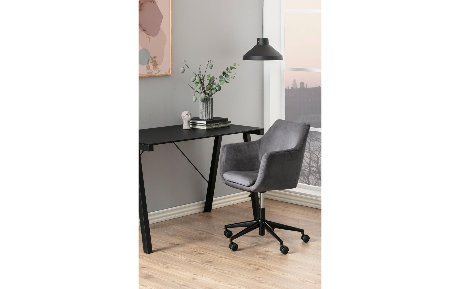 AC Design Bürostuhl Nora, mit Polsterrücken und Armlehnen, Dunkelgrau - MEGART