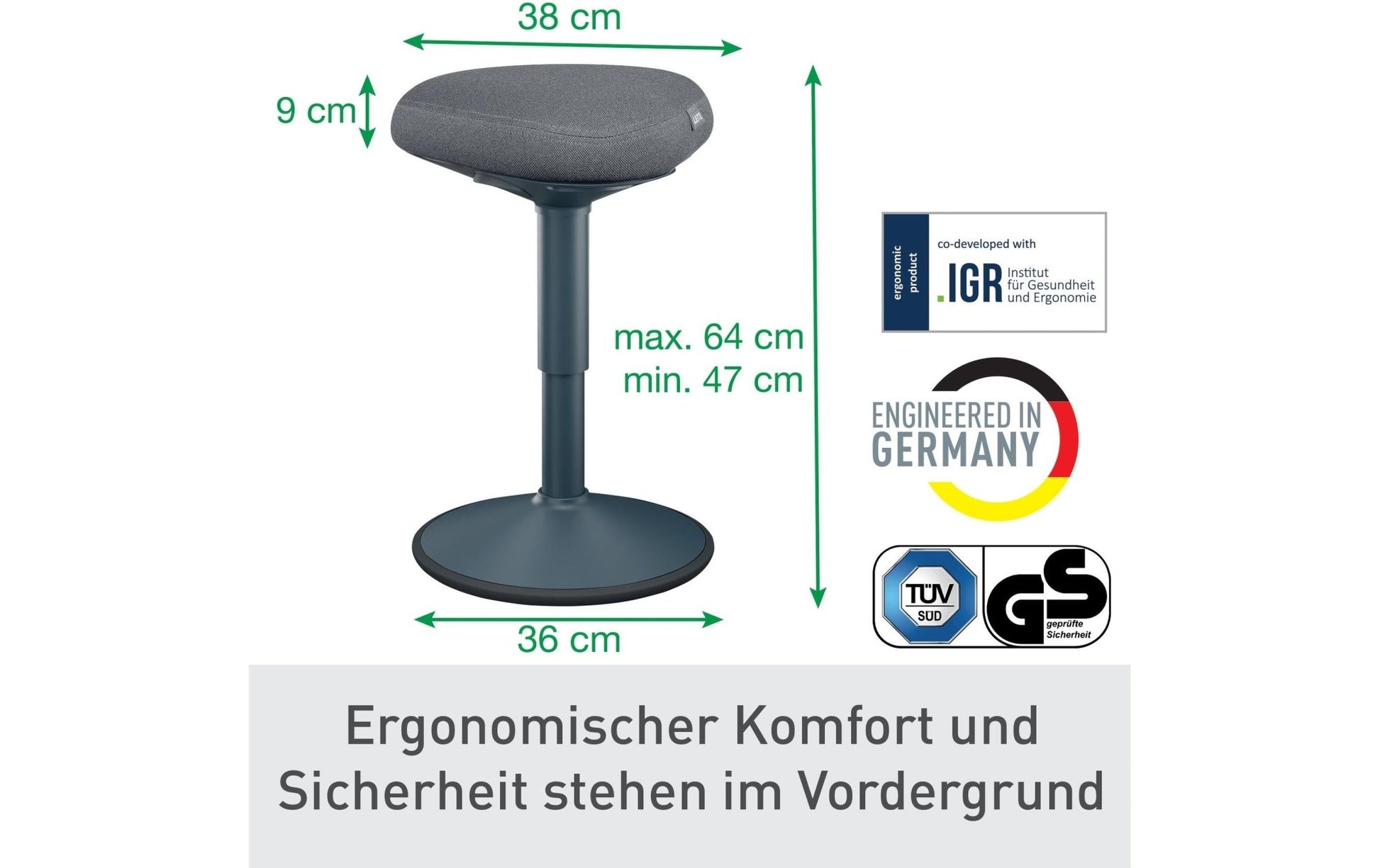 Leitz Ergo Active Sitzhocker Dunkelgrau - MEGART