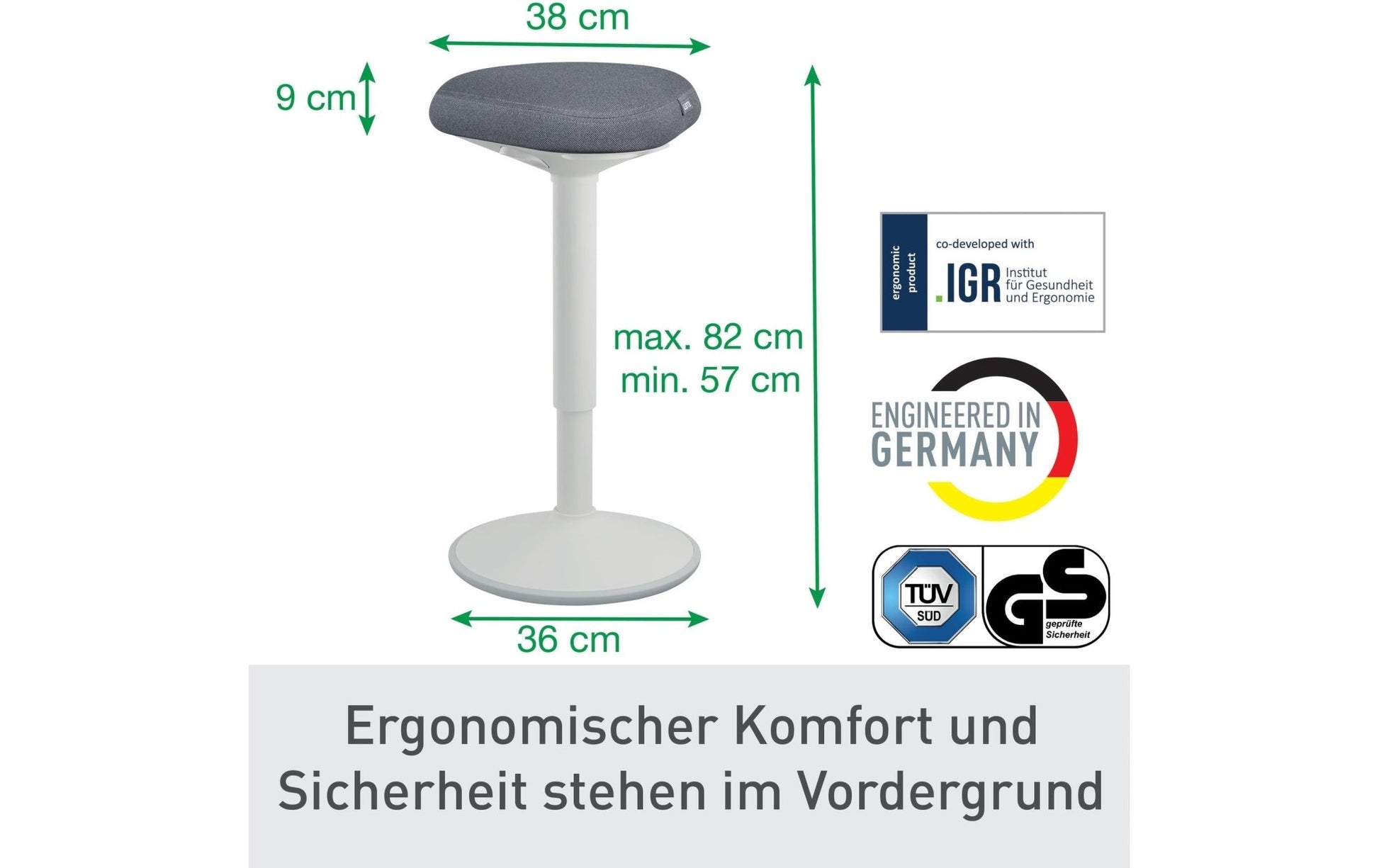 Leitz Ergo Active Stehhocker Hellgrau - MEGART