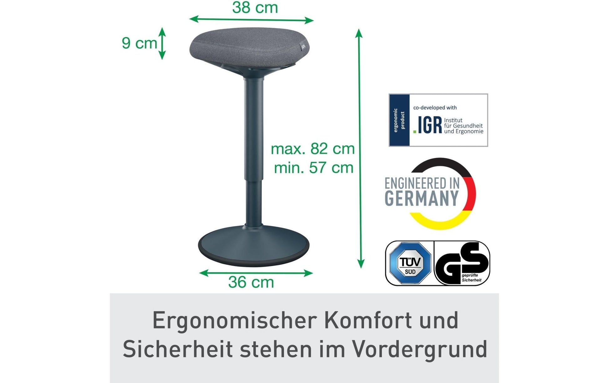 Leitz Ergo Active Stehhocker Dunkelgrau - MEGART