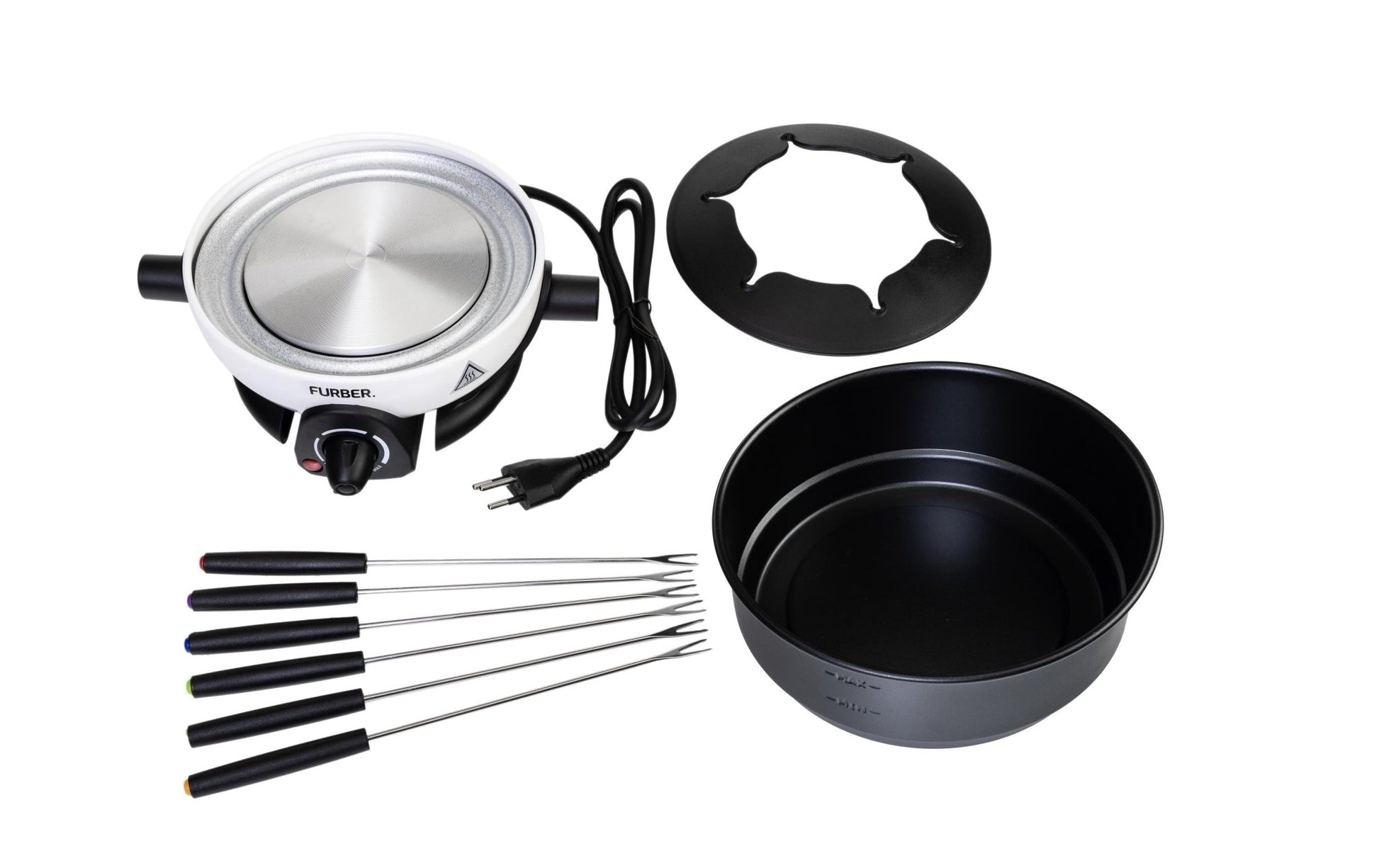 Fondue - Set Alpy 9 Teile, Schwarz/Weiss - MEGART