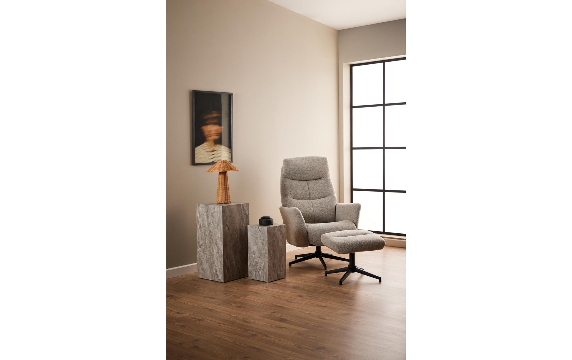 Sessel London Stahl/Textil, Beige - MEGART