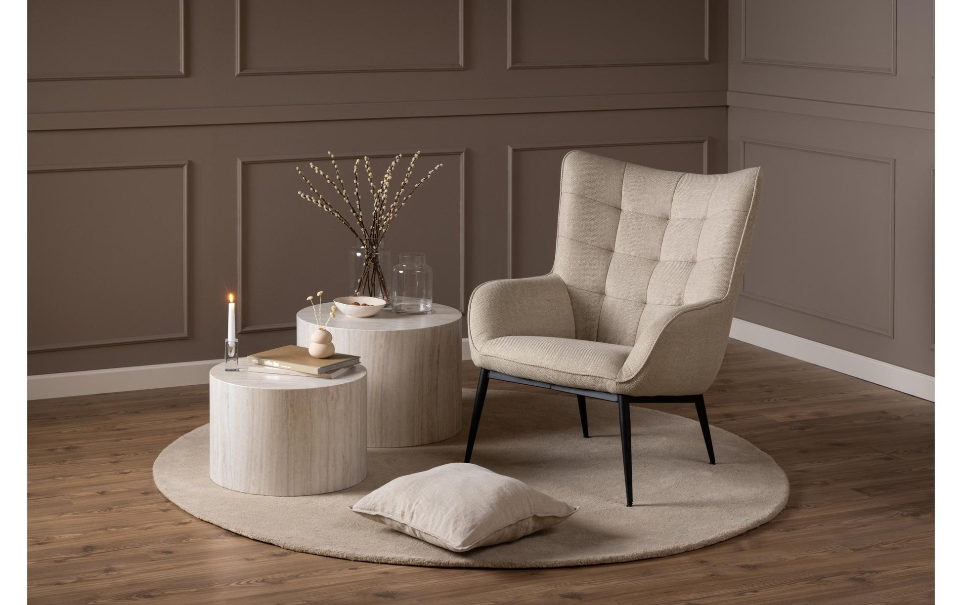 Sessel Redding Stahl/Textil, Beige - MEGART