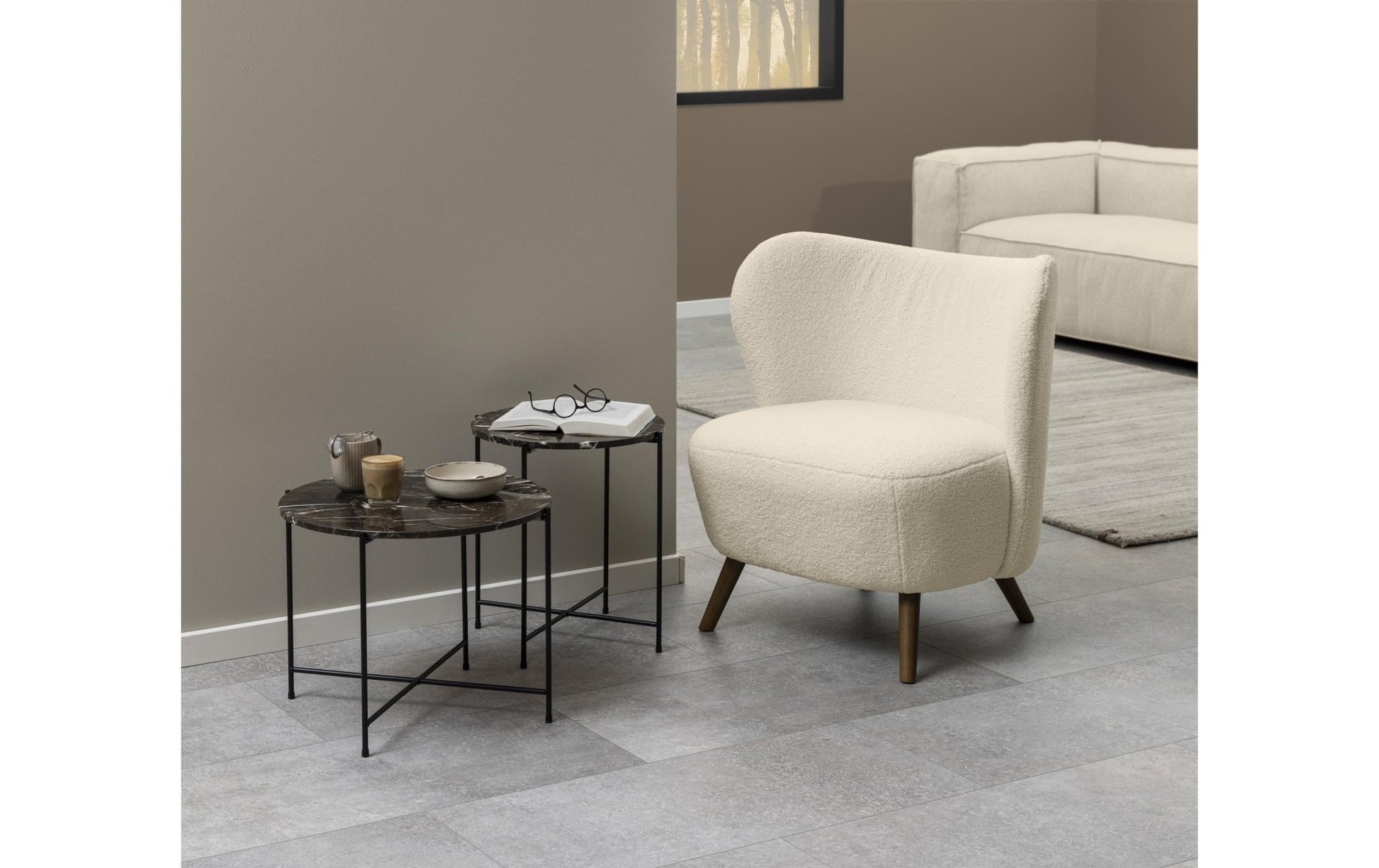 Sessel Crosby Holz/Textil, Cream - MEGART