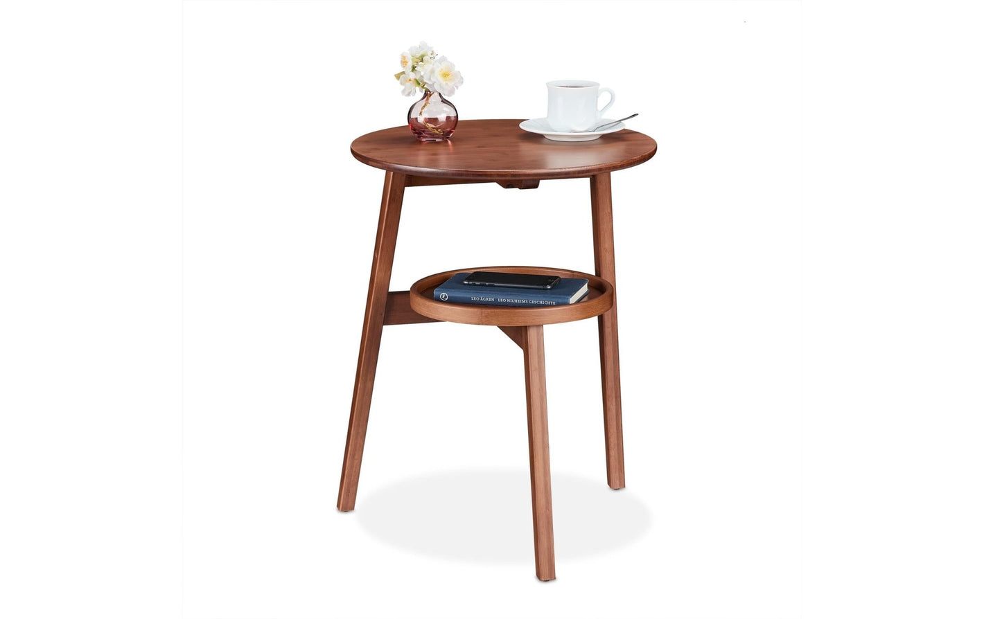 Beistelltisch mit 2 Ablagen 60 x 47 cm, Braun - MEGART