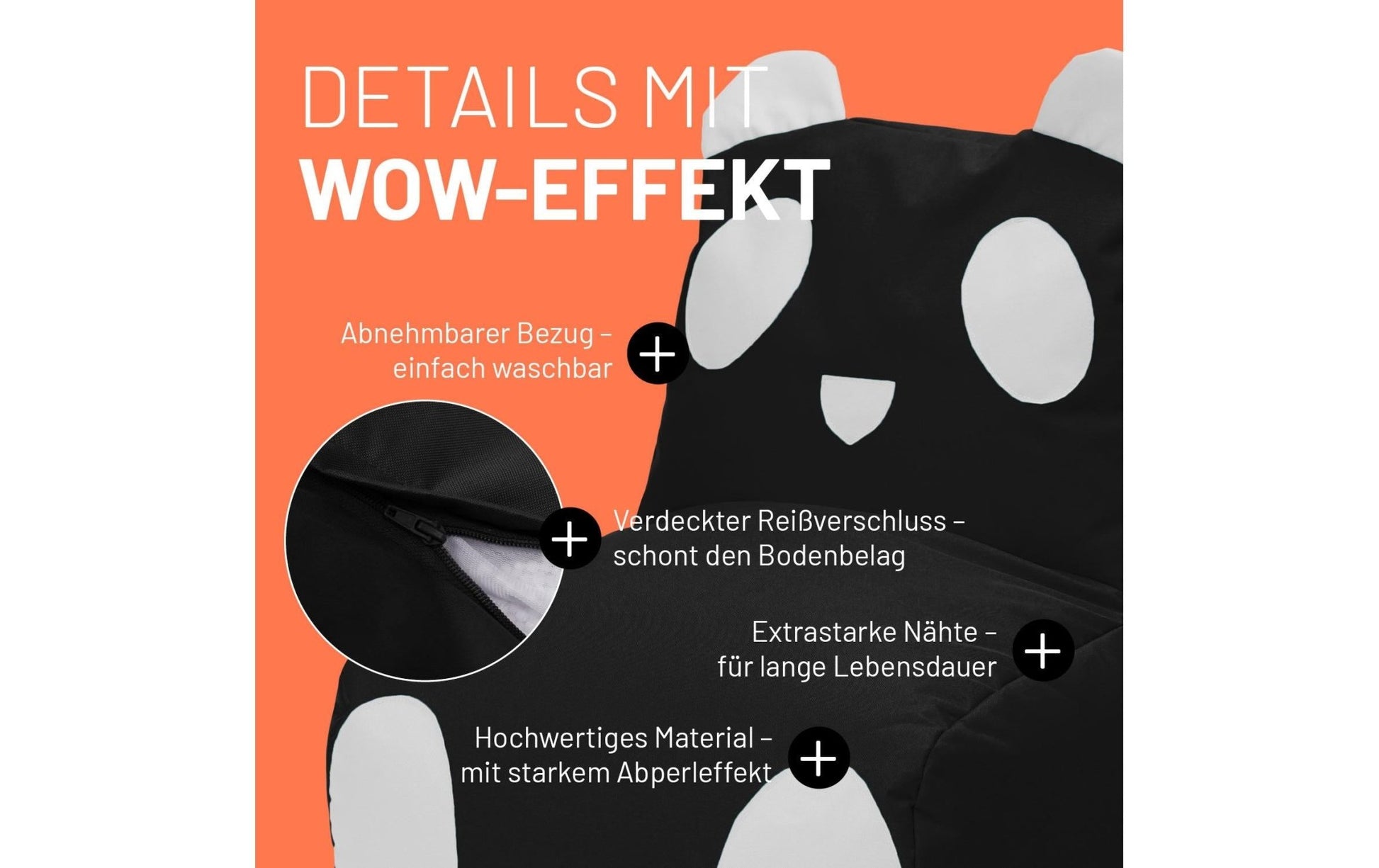 Sitzsack Panda 180 L, 75 x 65 cm - MEGART