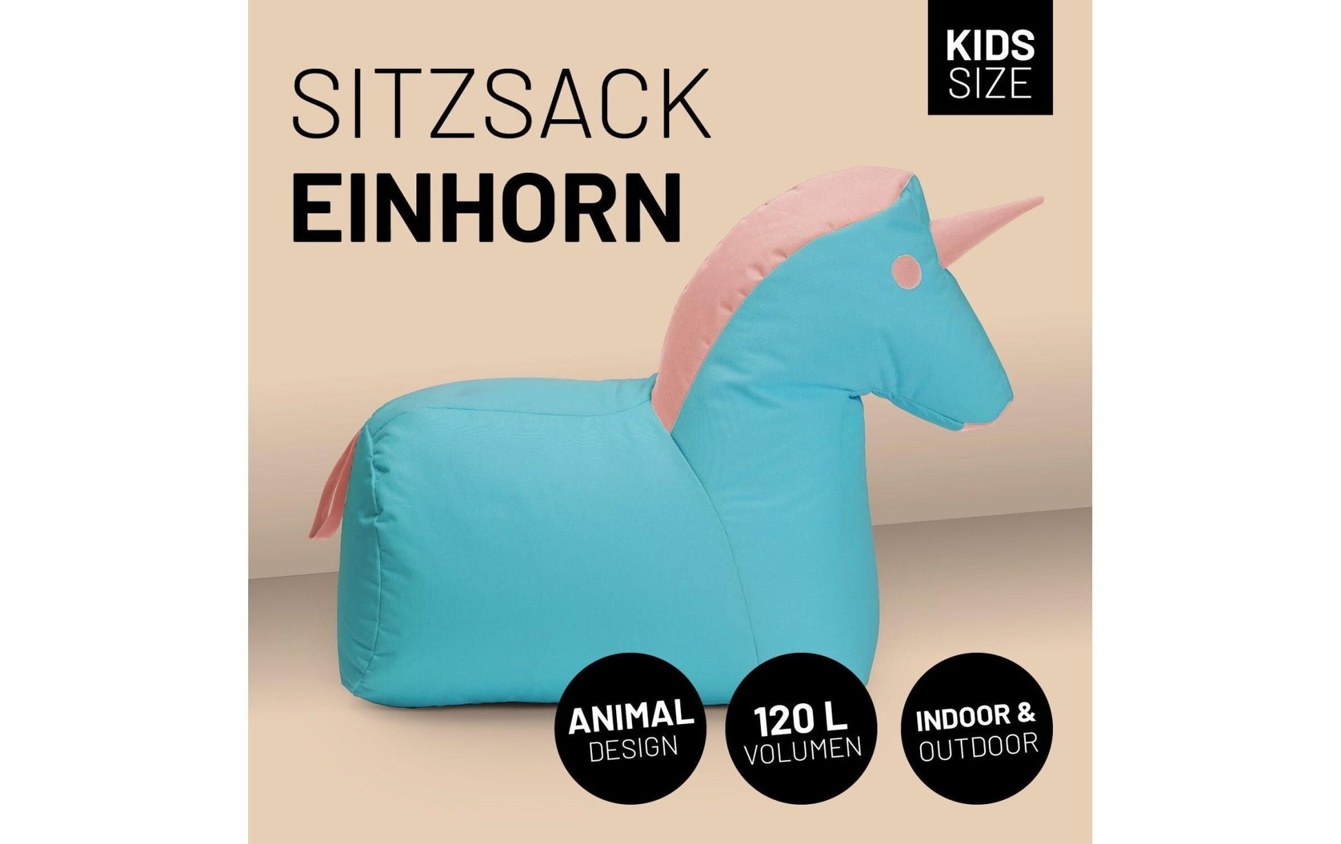Sitzsack Einhorn 120 L, 75 x 65 cm - MEGART