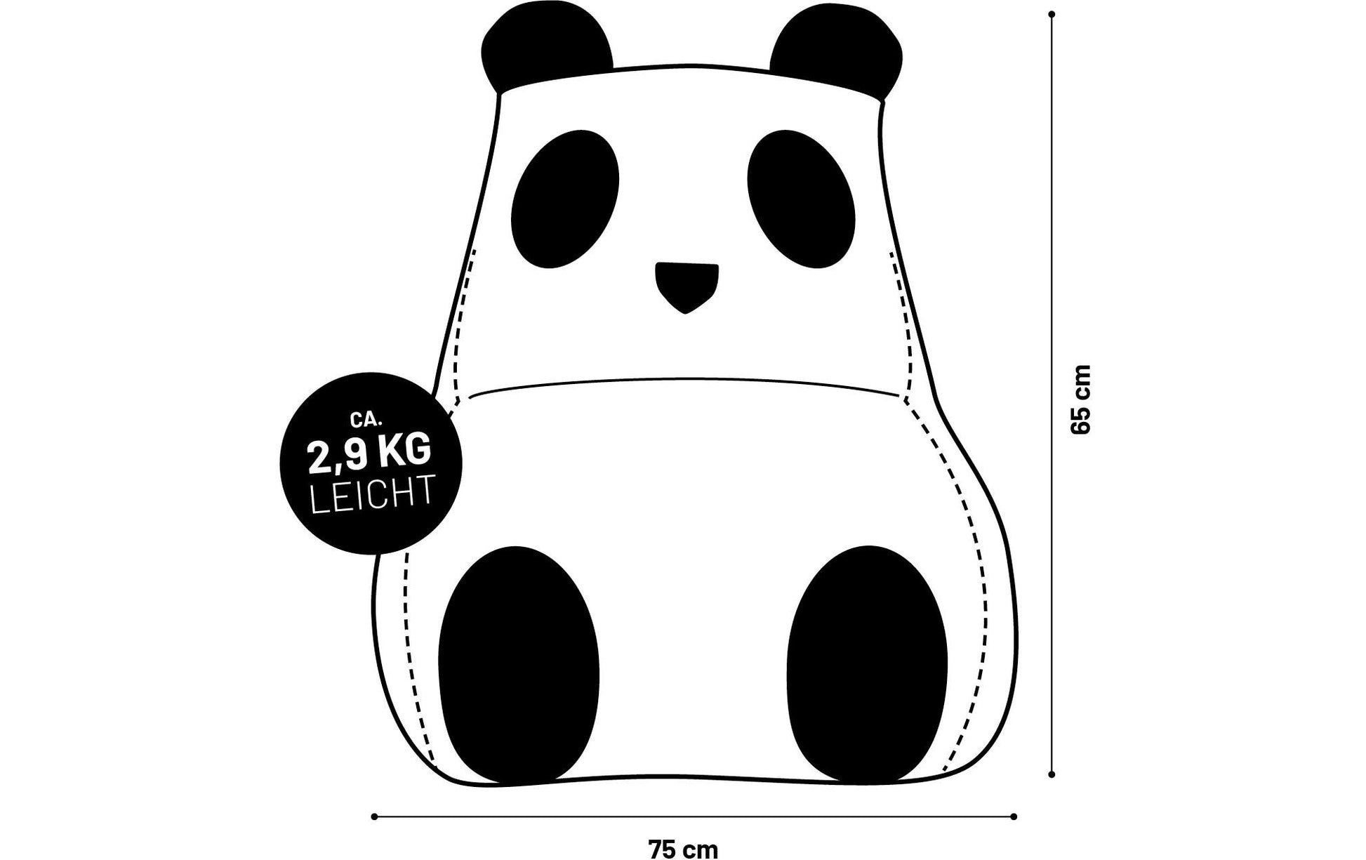 Sitzsack Panda 180 L, 75 x 65 cm - MEGART