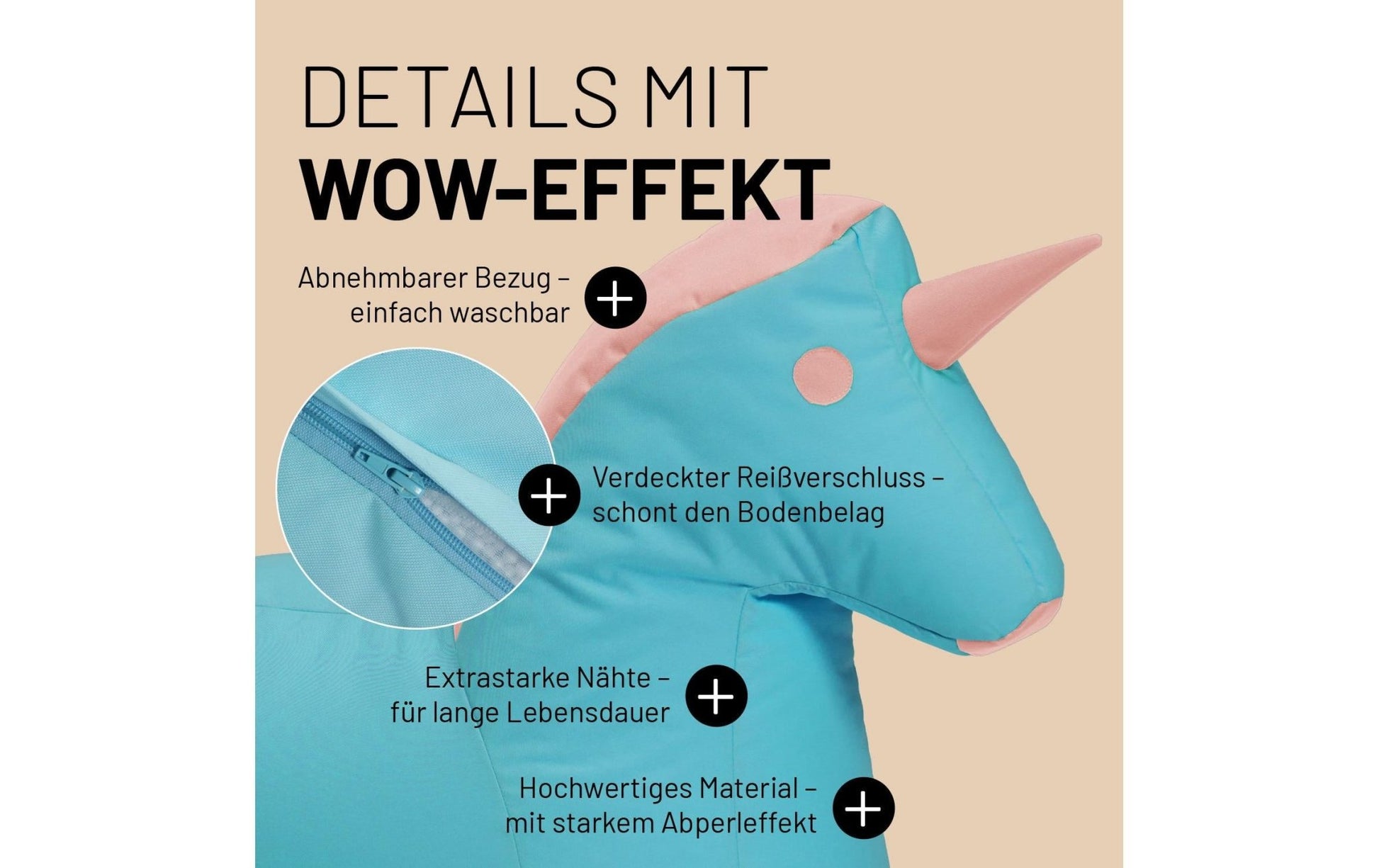 Sitzsack Einhorn 120 L, 75 x 65 cm - MEGART