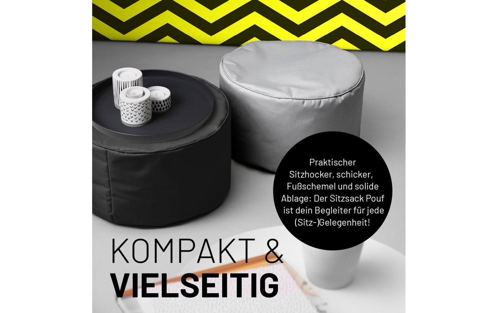 Sitzsack 45 x 25 cm, Schwarz - MEGART