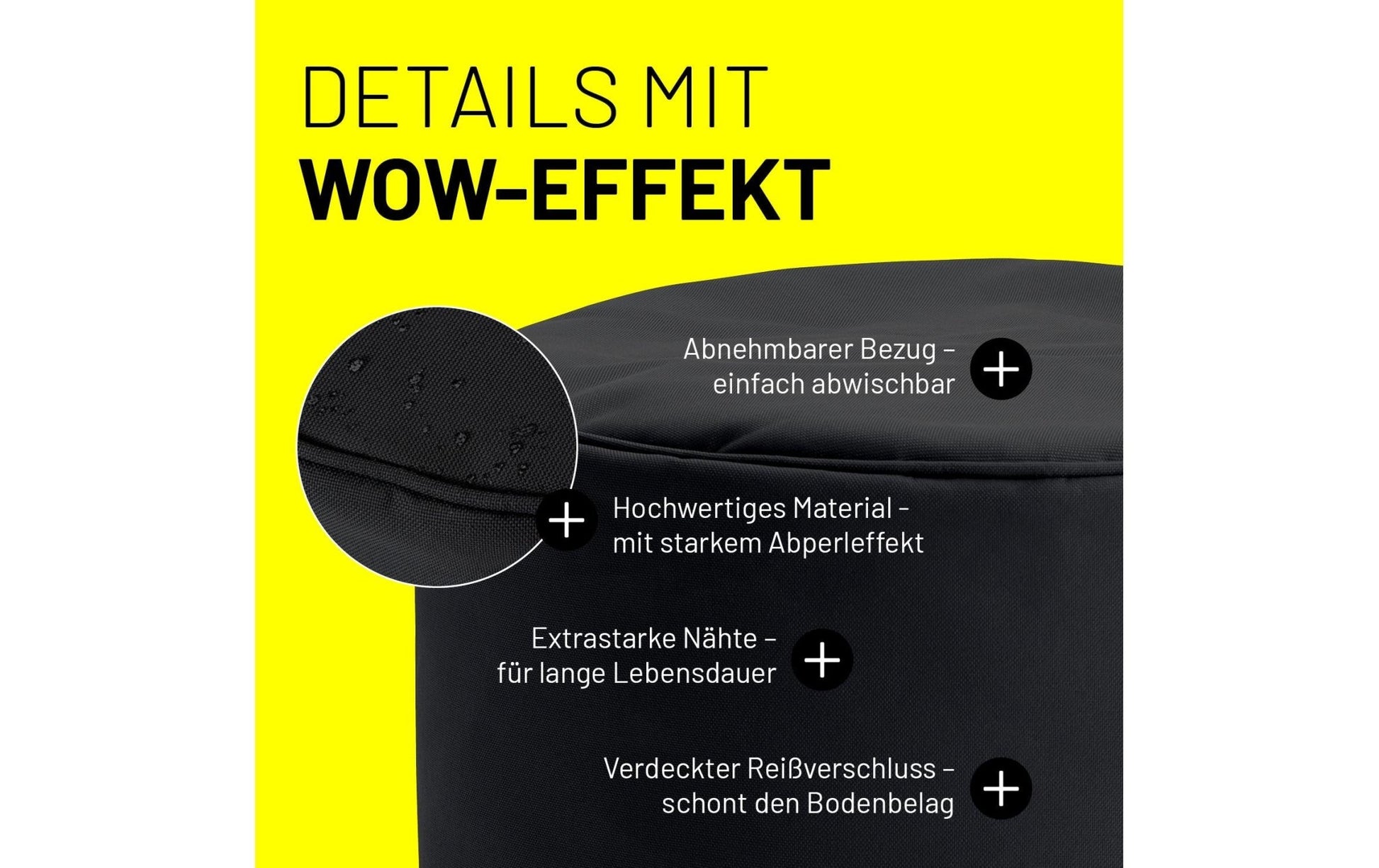 Sitzsack 45 x 25 cm, Schwarz - MEGART